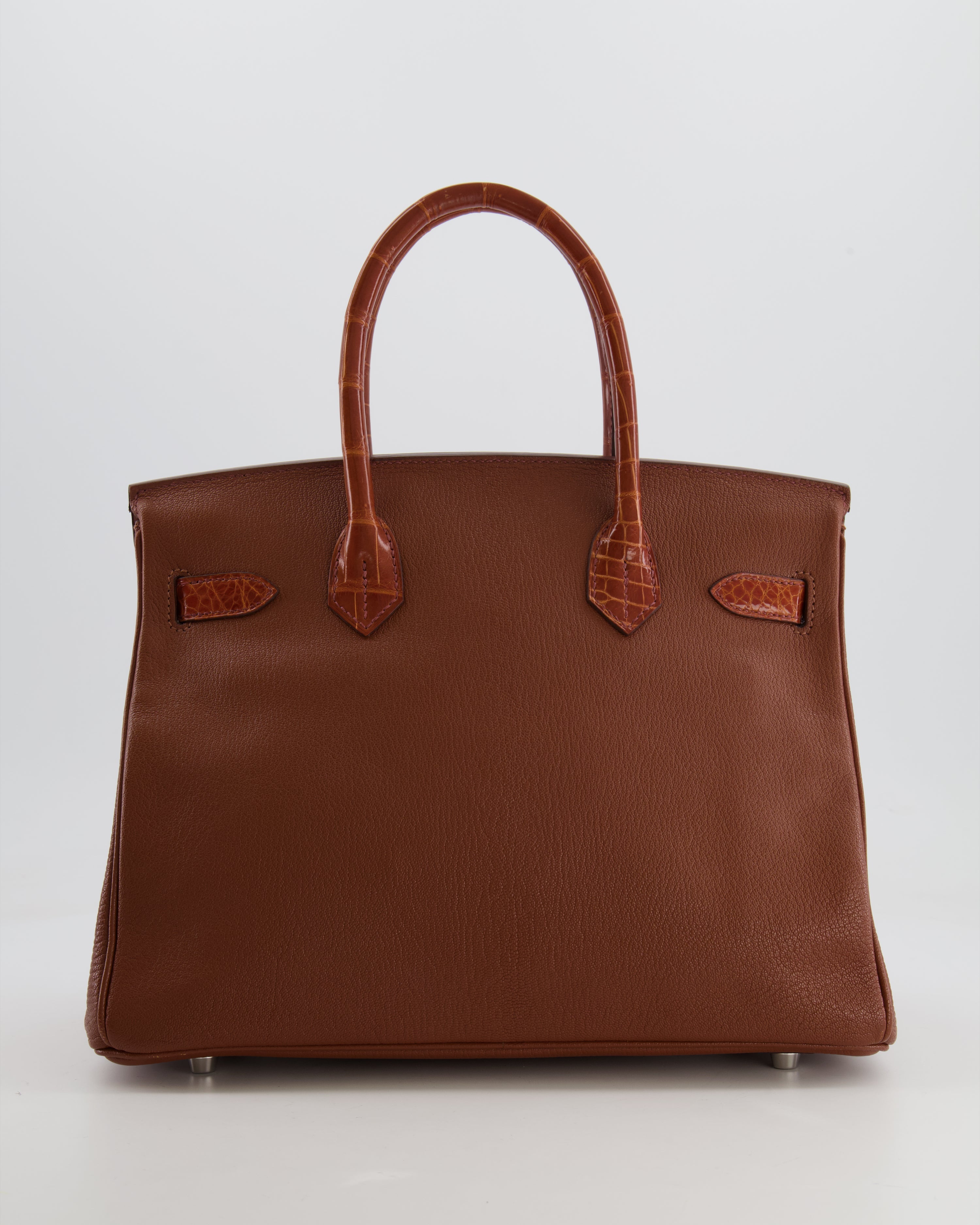 Hermès Birkin 30 Touch Bag in Noisette Chèvre Mysore and Etrusque Crocodile Niloticus Leather with Palladium Hardware