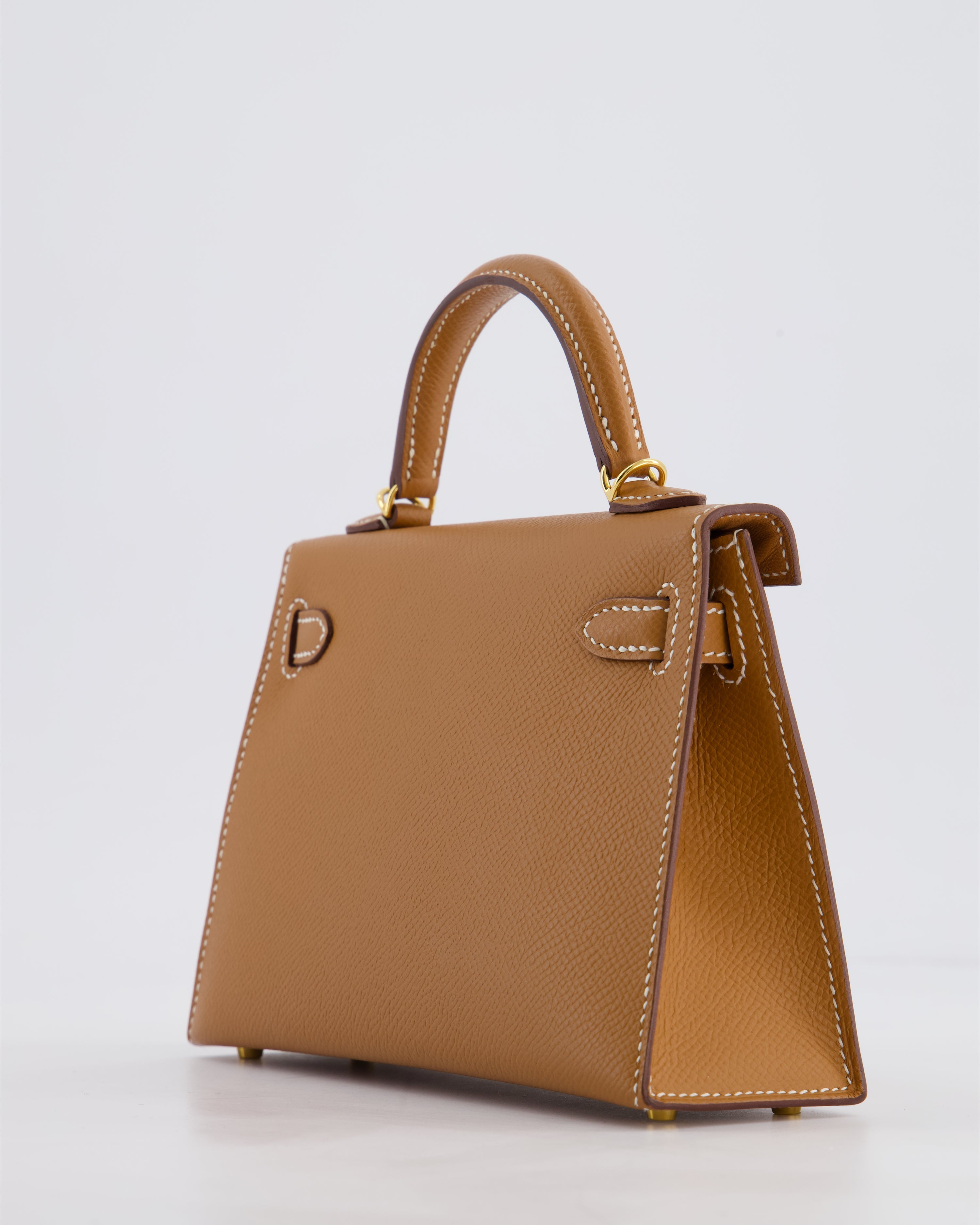 Hermes Mini Kelly II 20 Bag in Gold Epsom Leather with Gold Hardware