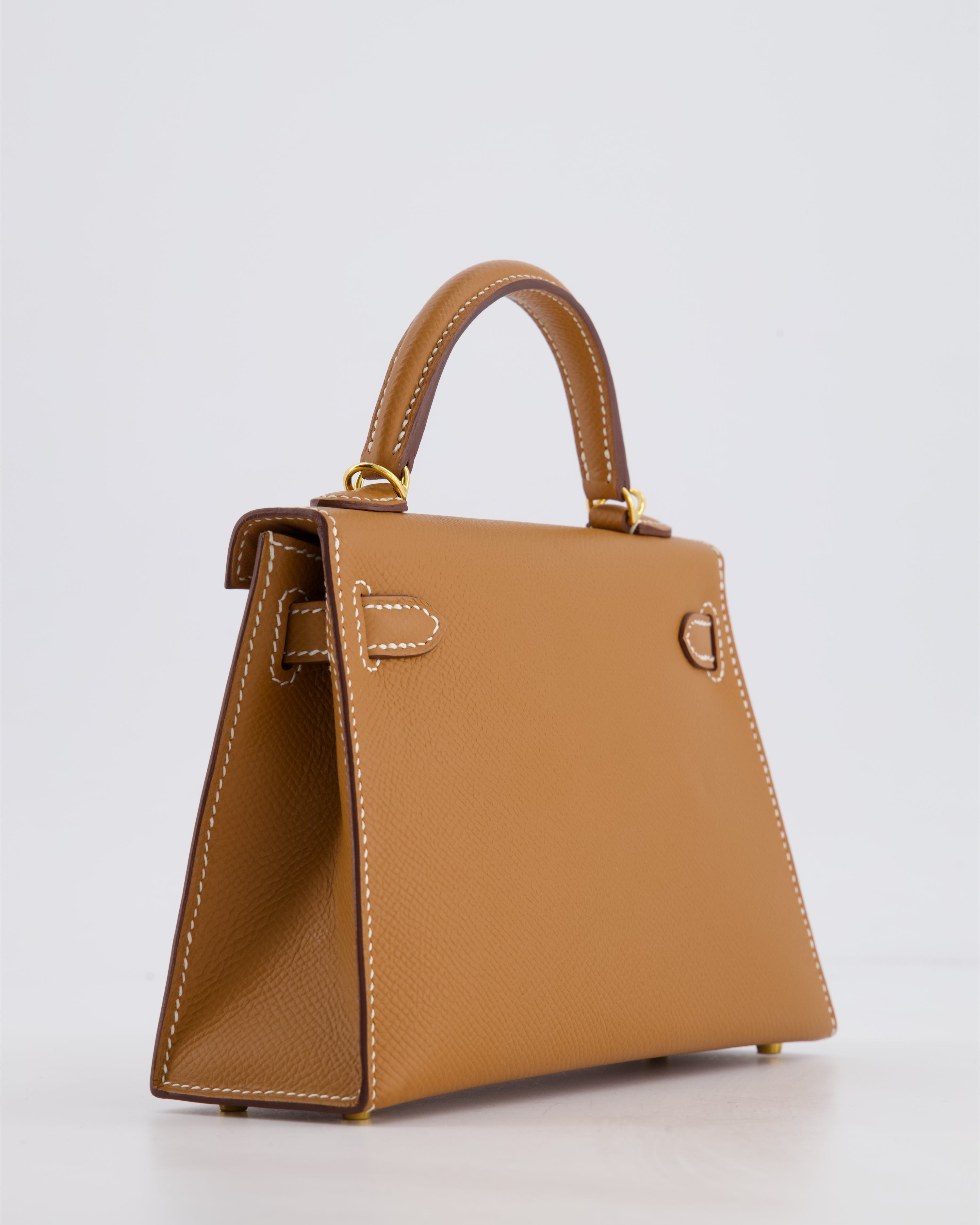 Hermes Mini Kelly II 20 Bag in Gold Epsom Leather with Gold Hardware