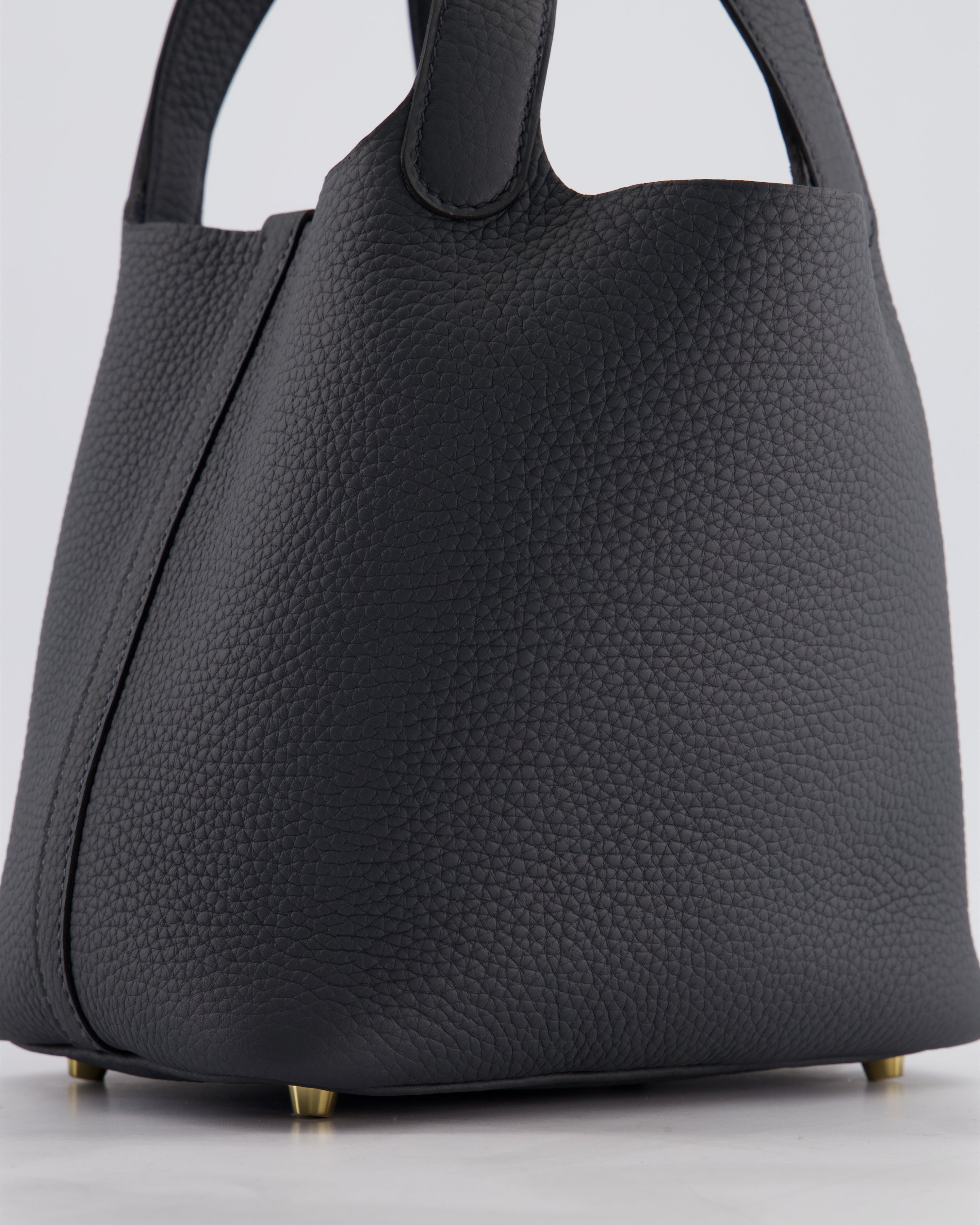 *HOT* Hermès Picotin Lock 18 Bag in Gris Misty Clemence Leather with Permabrass Hardware