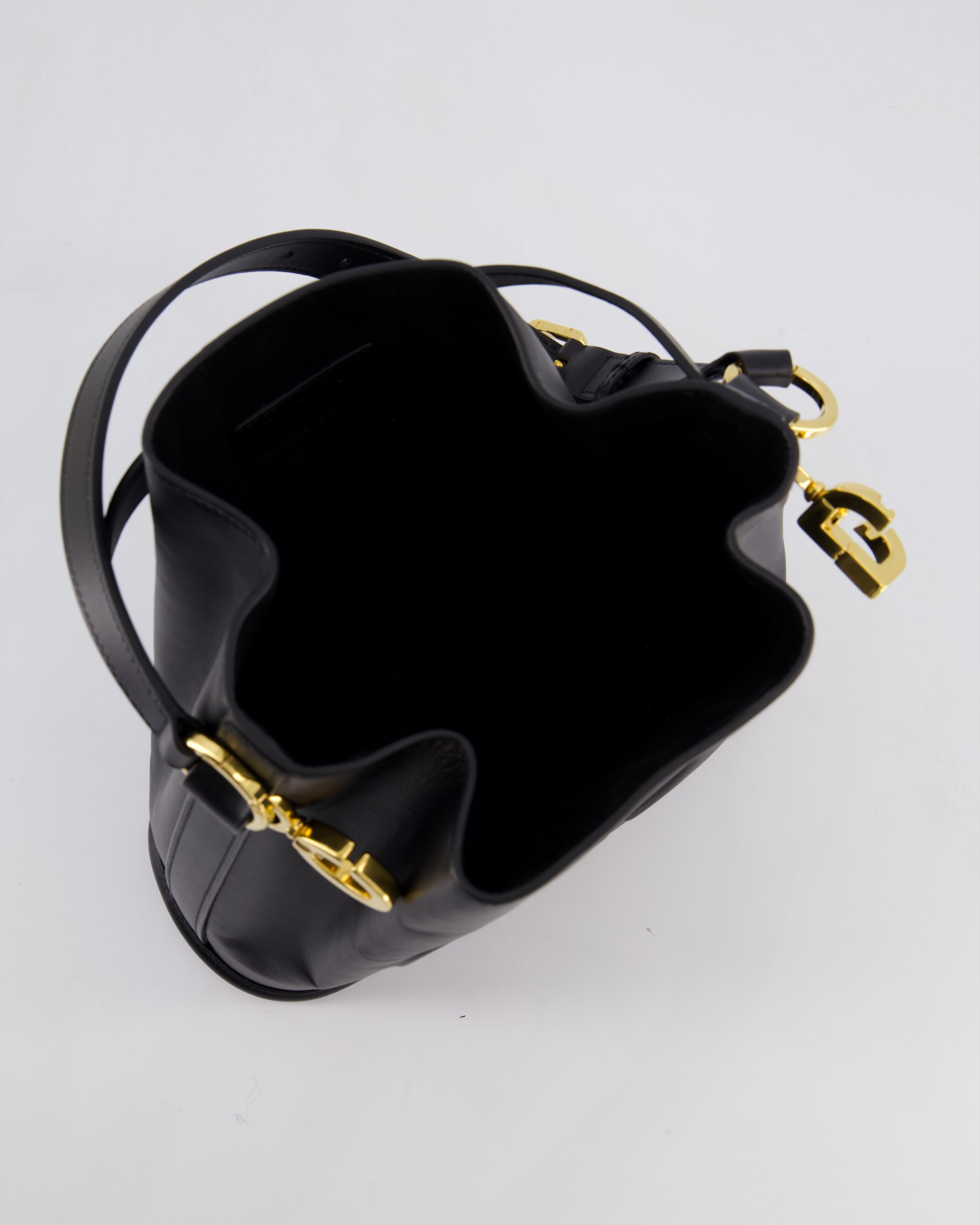 Christian Dior Medium C'est Dior Bucket Bag In Black CD-Embossed Calfskin Leather with Gold Hardware