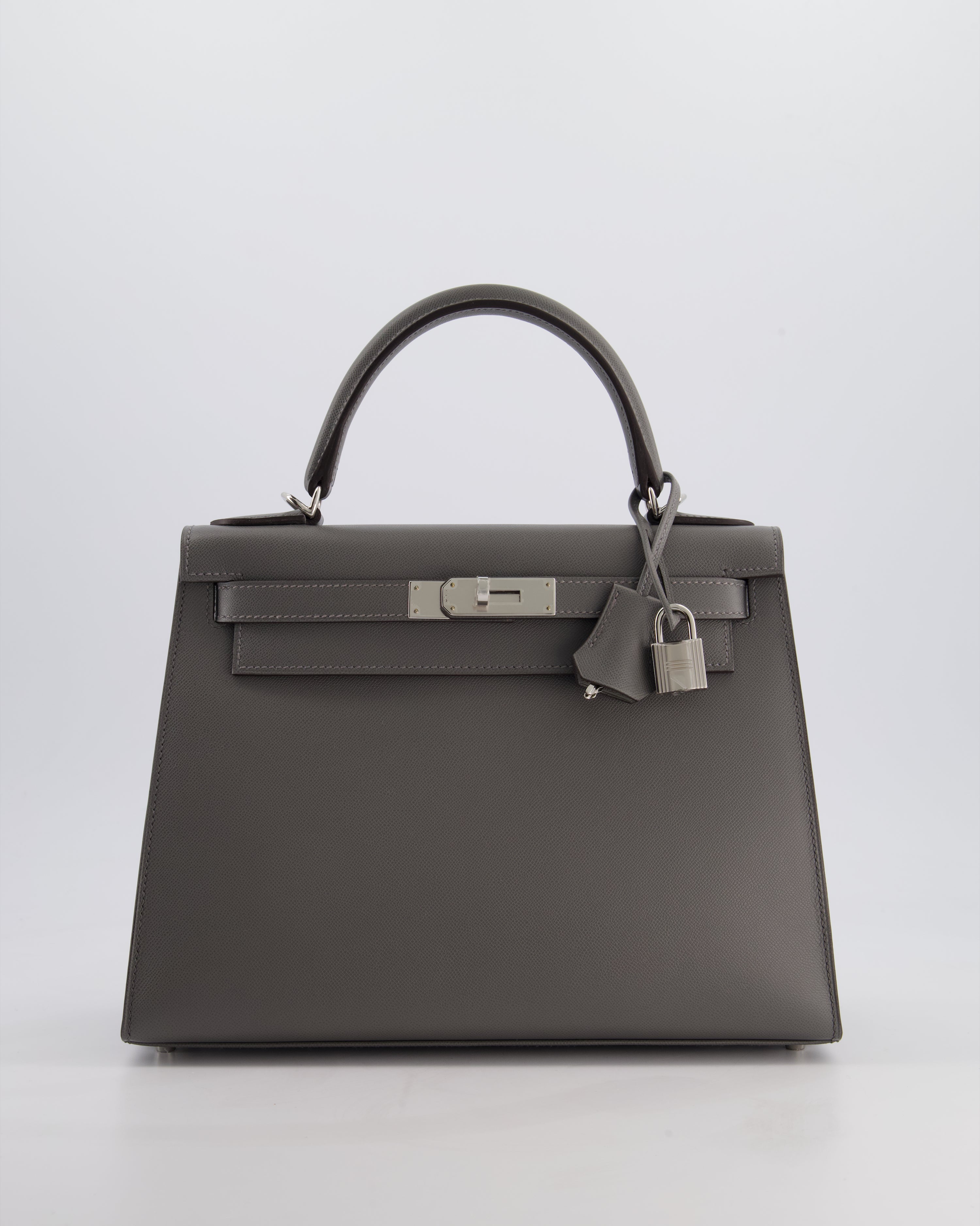 *RARE* Hermès Kelly 28 Sellier Bag in Gris Meyer Madame Leather with Palladium Hardware