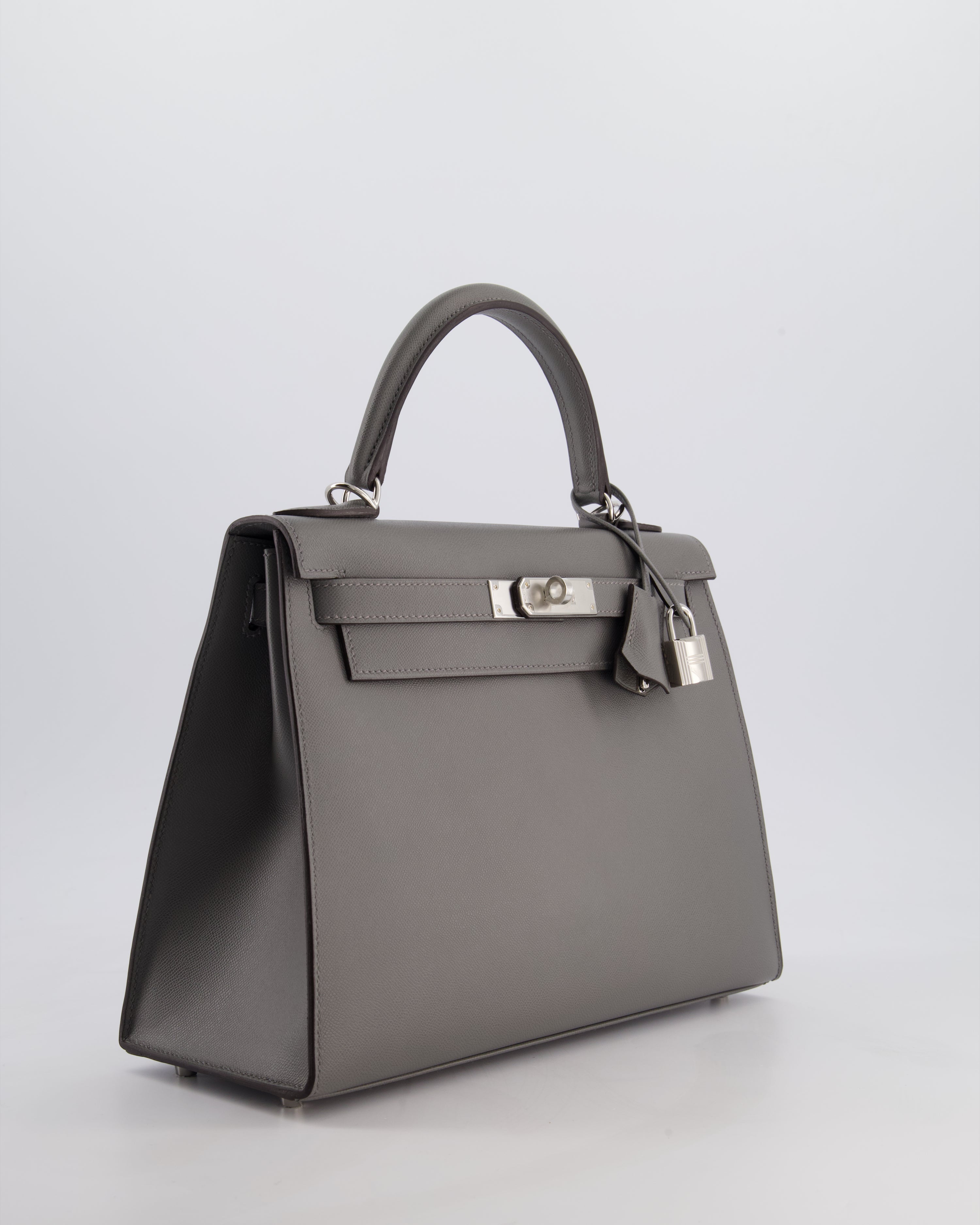 *RARE* Hermès Kelly 28 Sellier Bag in Gris Meyer Madame Leather with Palladium Hardware