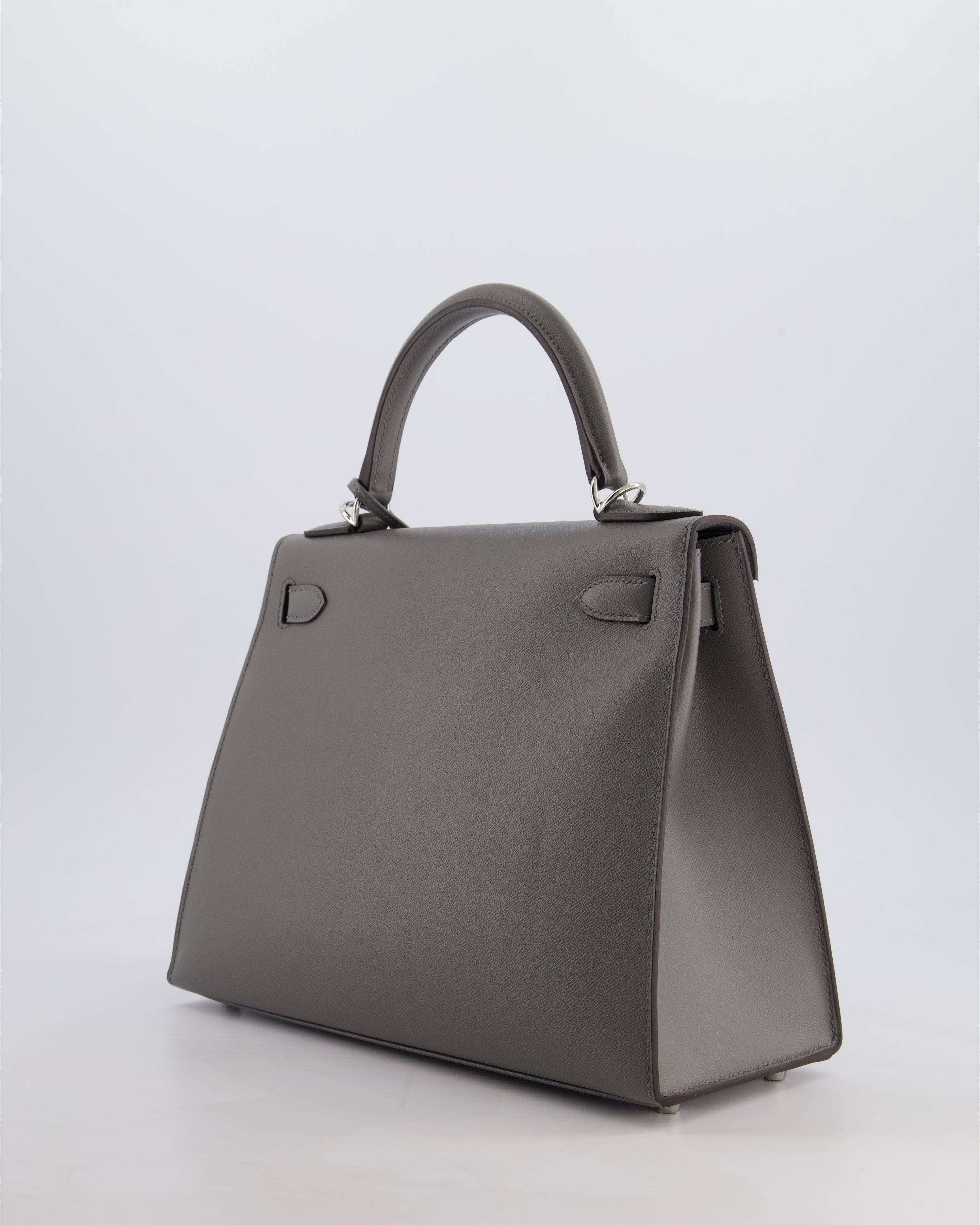 *RARE* Hermès Kelly 28 Sellier Bag in Gris Meyer Madame Leather with Palladium Hardware