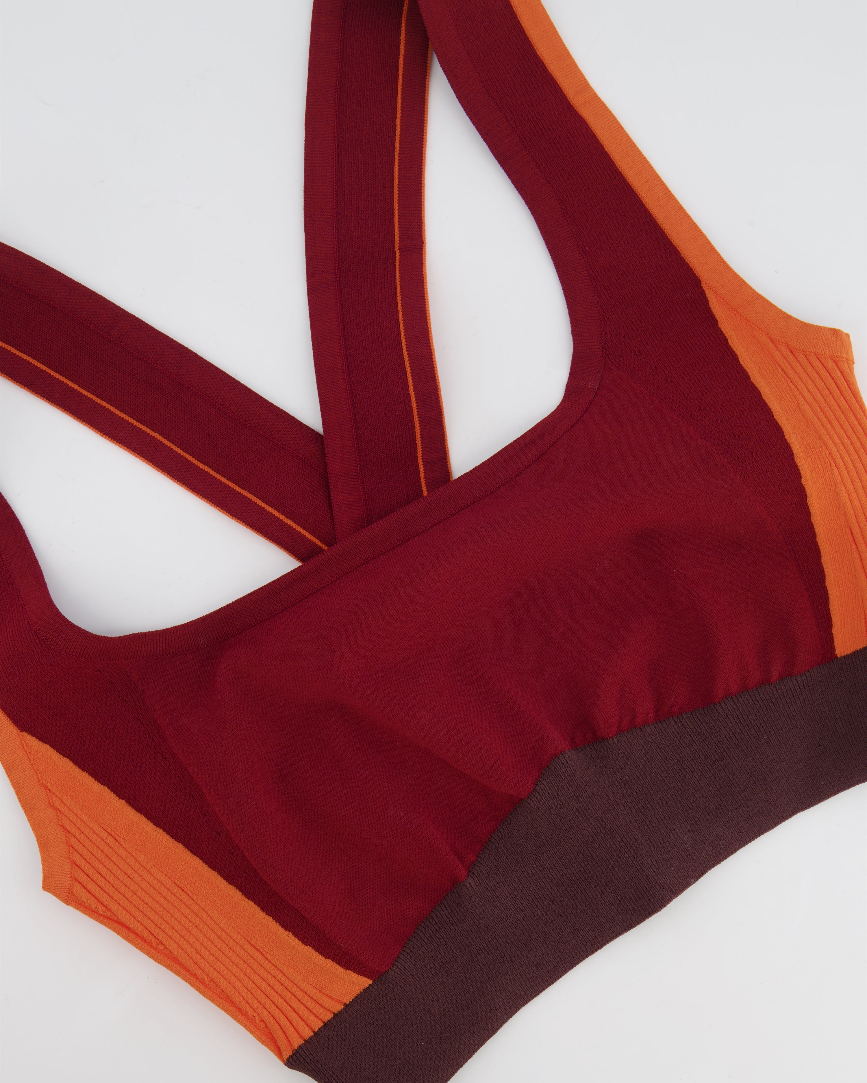 *CURRENT COLLECTION* Hermès Rouge Sellier and Orange Top and Leggings Yoga Set Size S (UK 8) RRP £1,120