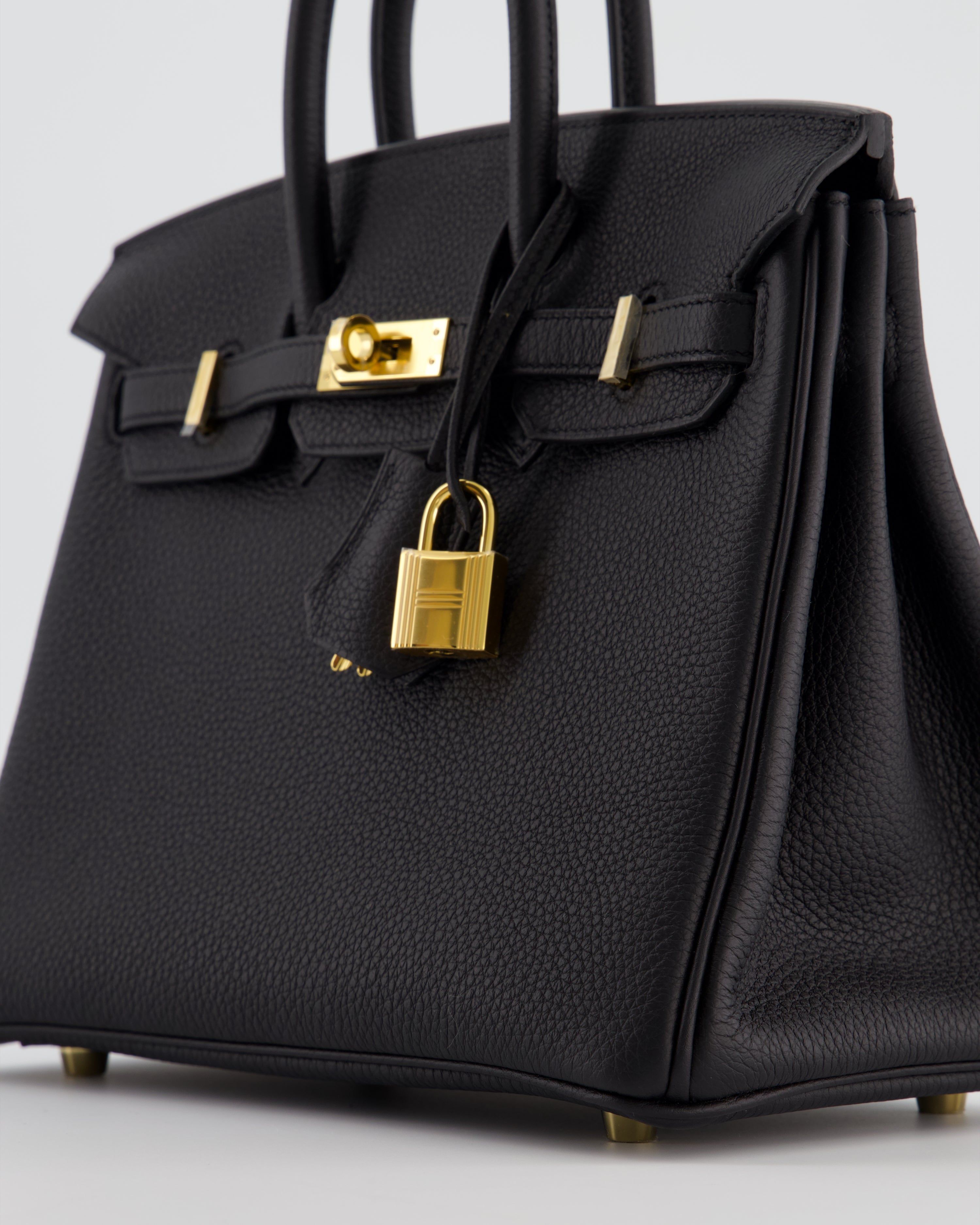 *RARE* Hermès Birkin 25 Retourne Bag in Noir Togo Leather with Gold Hardware