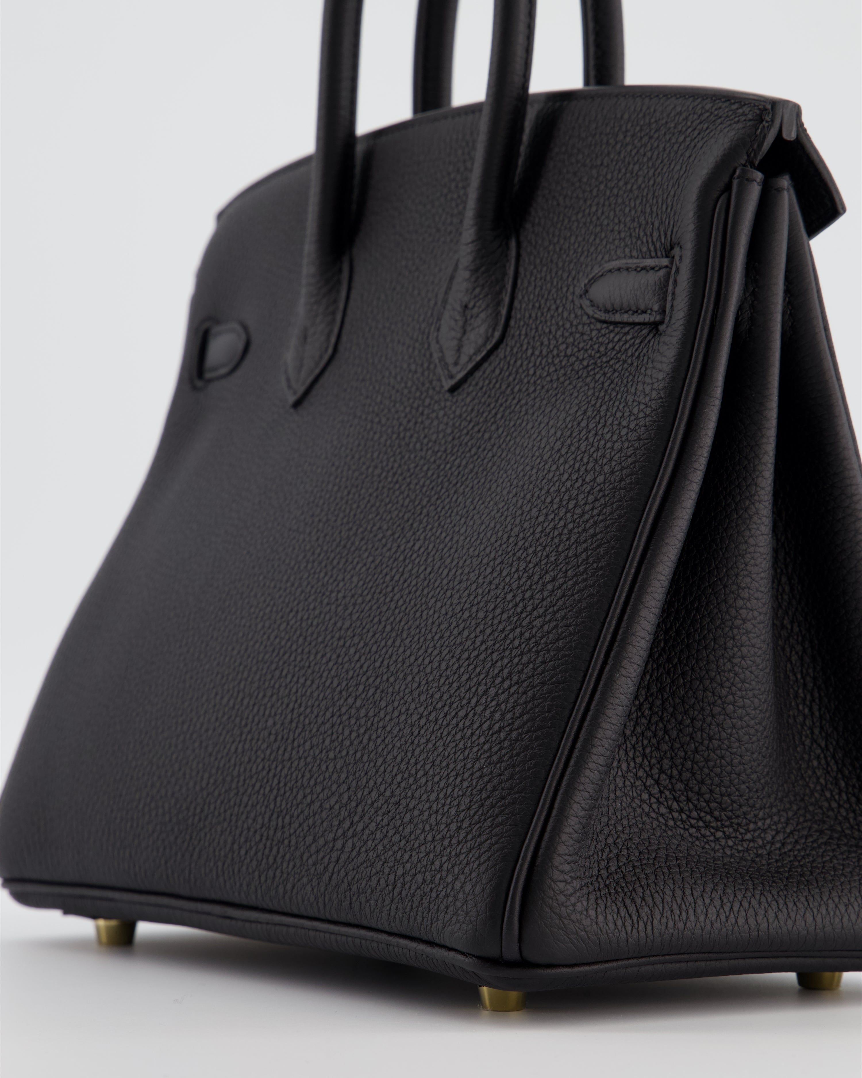 *RARE* Hermès Birkin 25 Retourne Bag in Noir Togo Leather with Gold Hardware