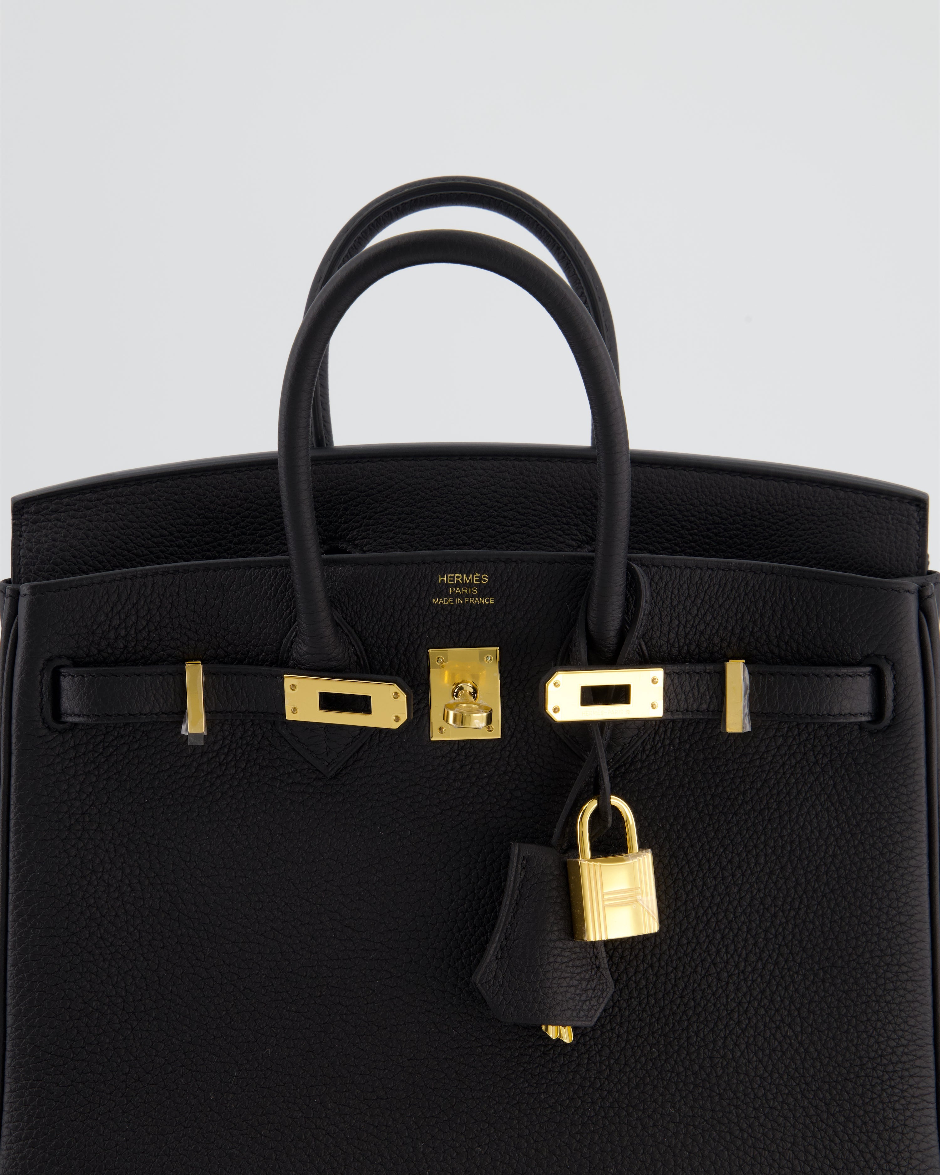 *RARE* Hermès Birkin 25 Retourne Bag in Noir Togo Leather with Gold Hardware