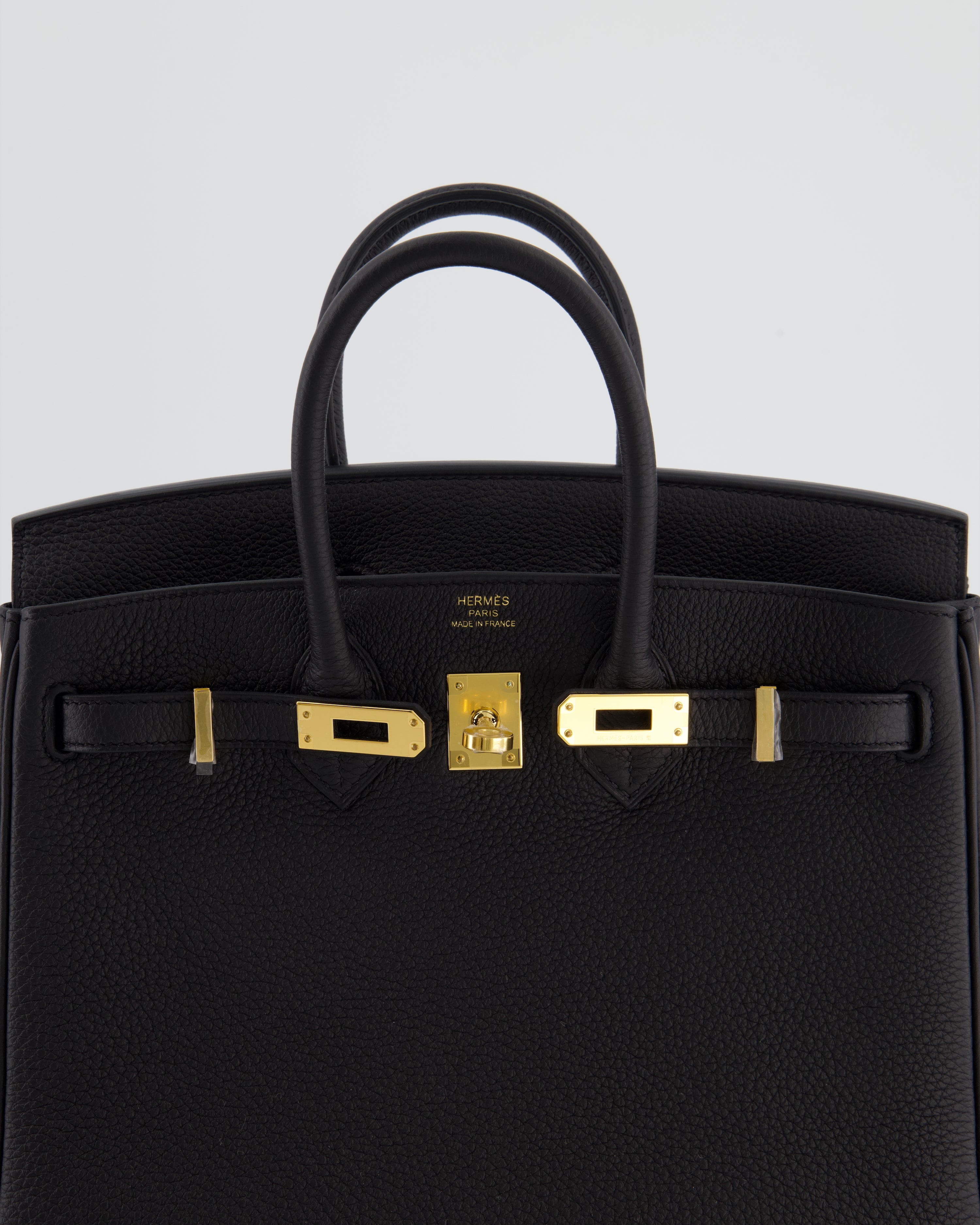 *RARE* Hermès Birkin 25 Retourne Bag in Noir Togo Leather with Gold Hardware