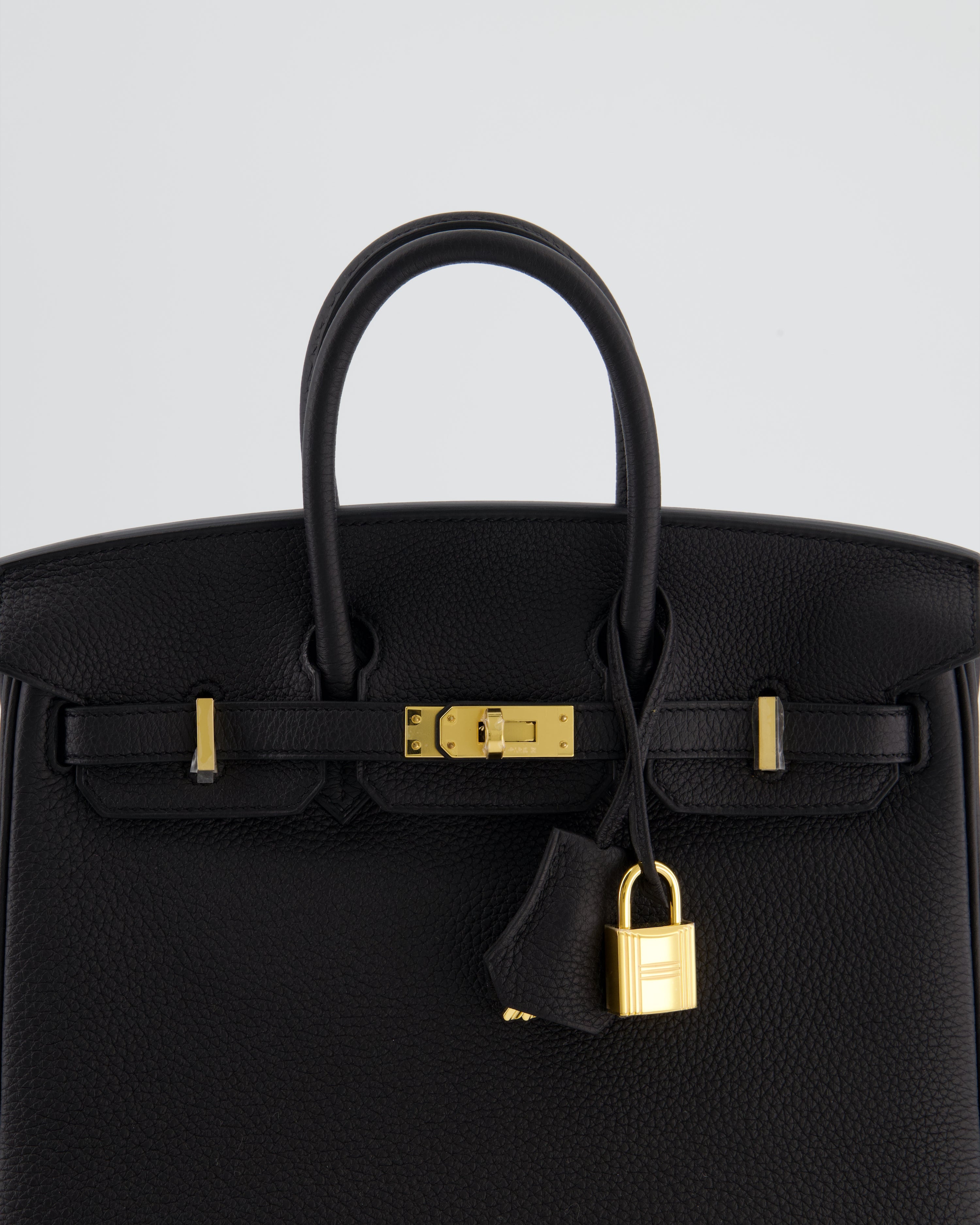 *RARE* Hermès Birkin 25 Retourne Bag in Noir Togo Leather with Gold Hardware