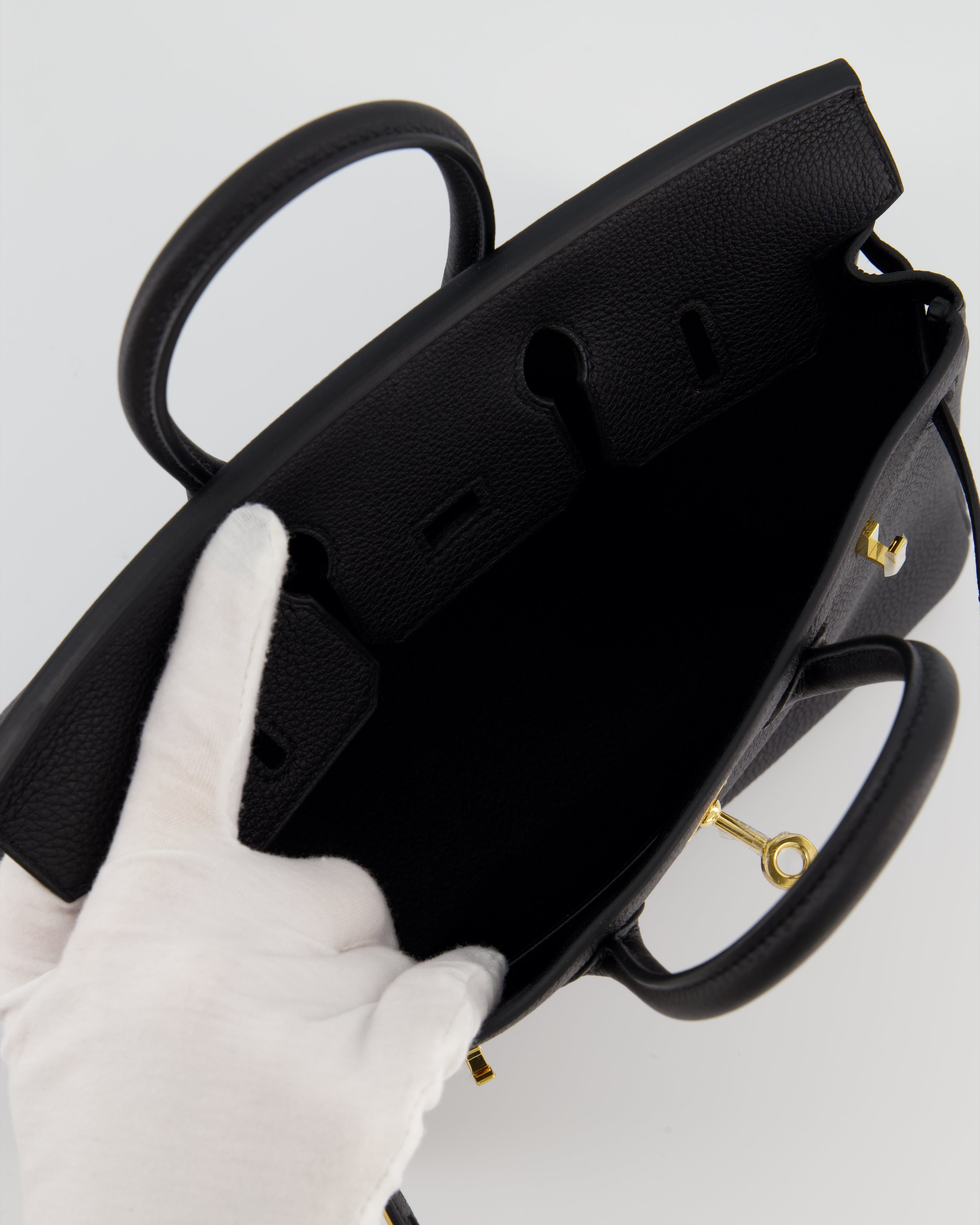 *RARE* Hermès Birkin 25 Retourne Bag in Noir Togo Leather with Gold Hardware