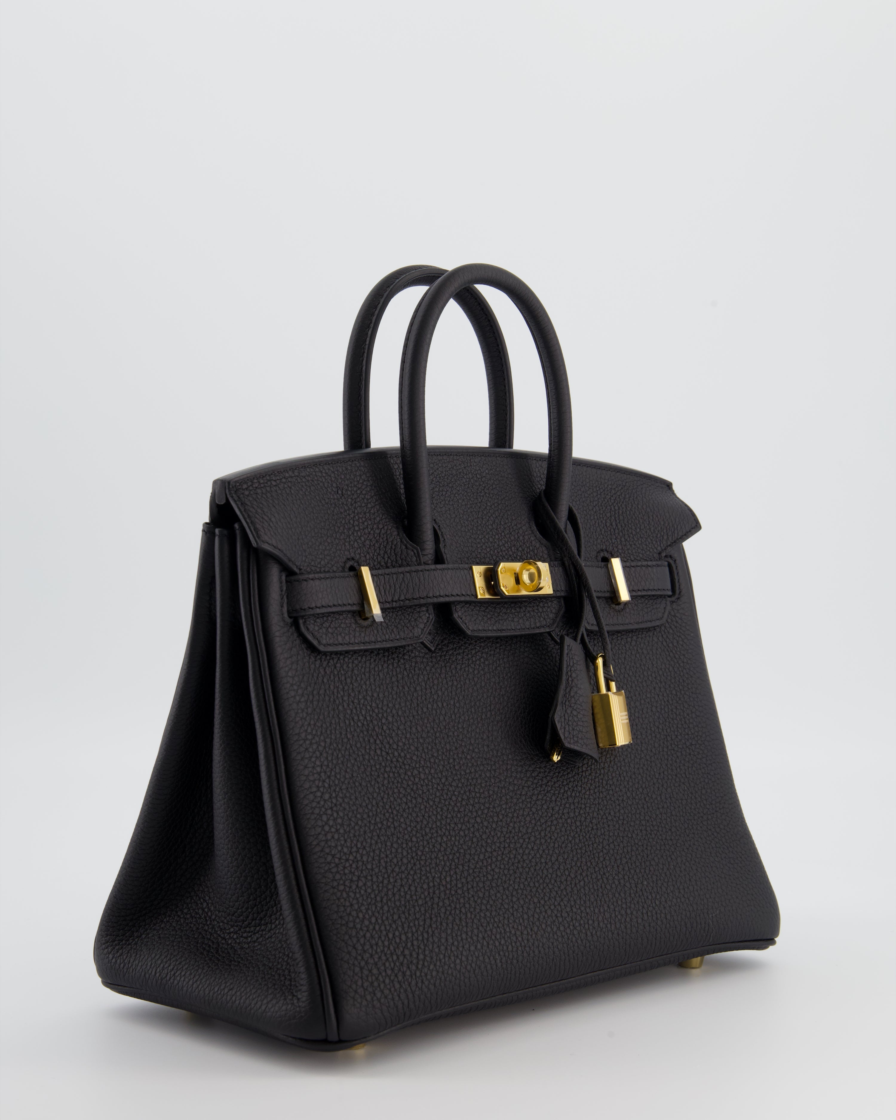 *RARE* Hermès Birkin 25 Retourne Bag in Noir Togo Leather with Gold Hardware