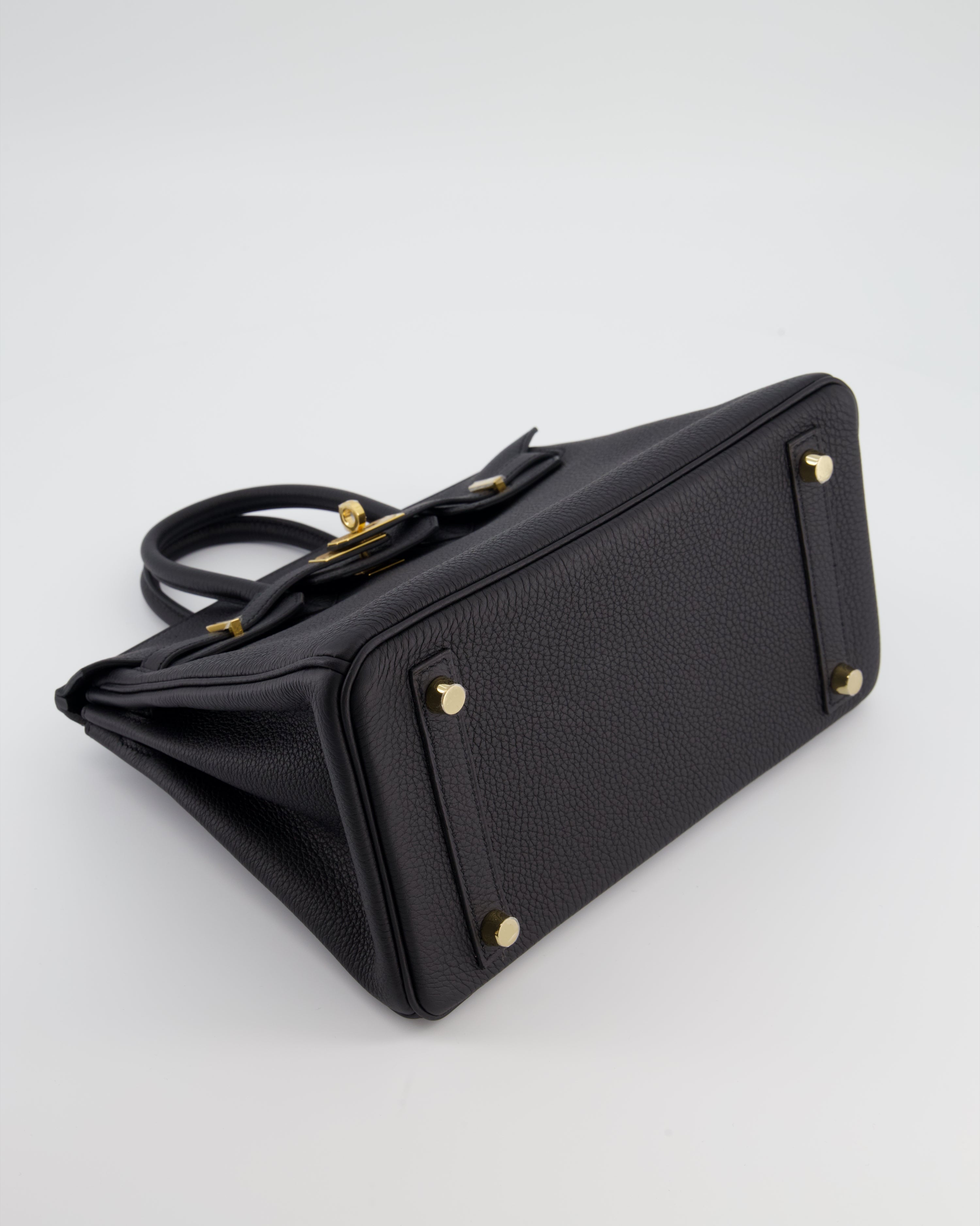 *RARE* Hermès Birkin 25 Retourne Bag in Noir Togo Leather with Gold Hardware