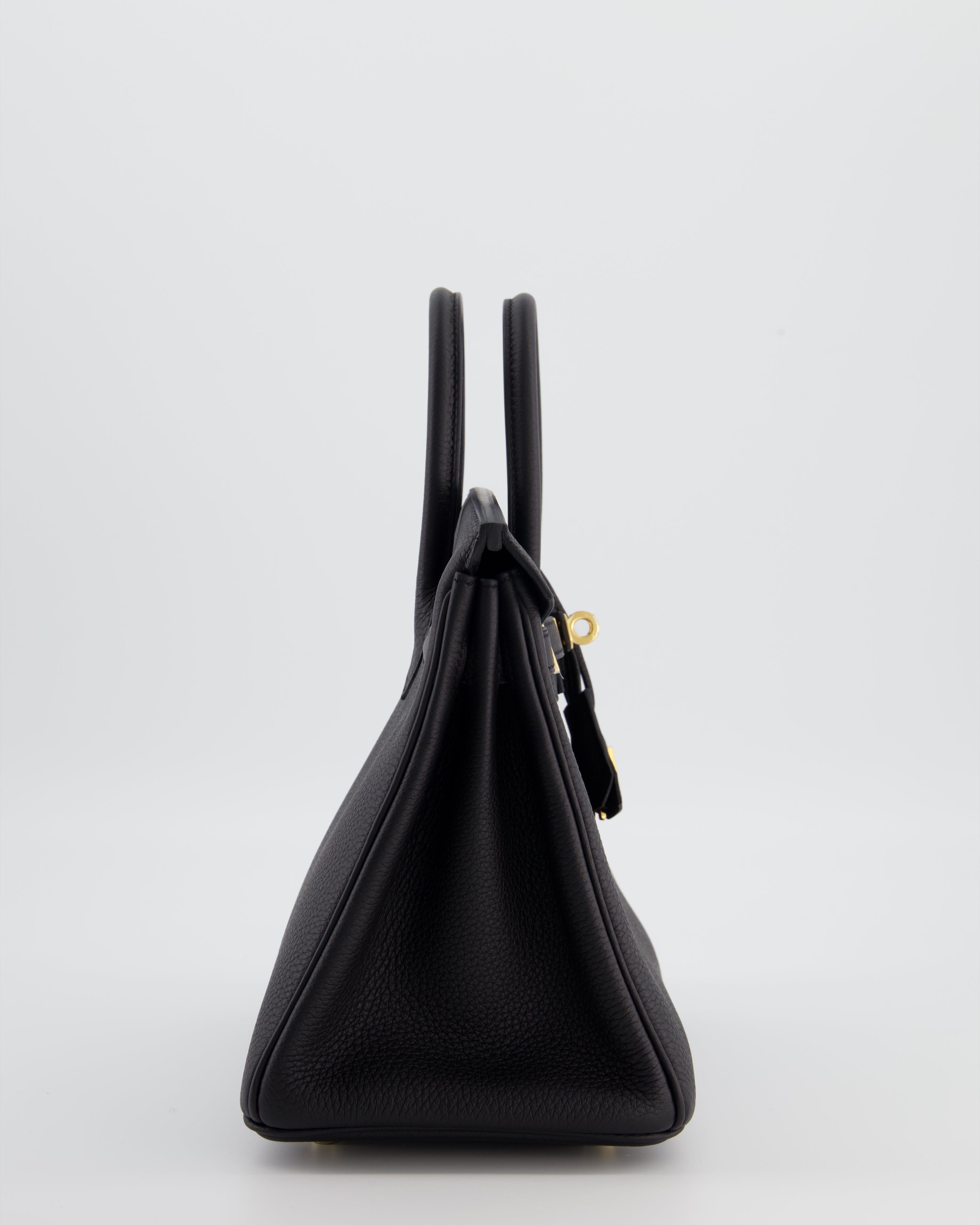 *RARE* Hermès Birkin 25 Retourne Bag in Noir Togo Leather with Gold Hardware