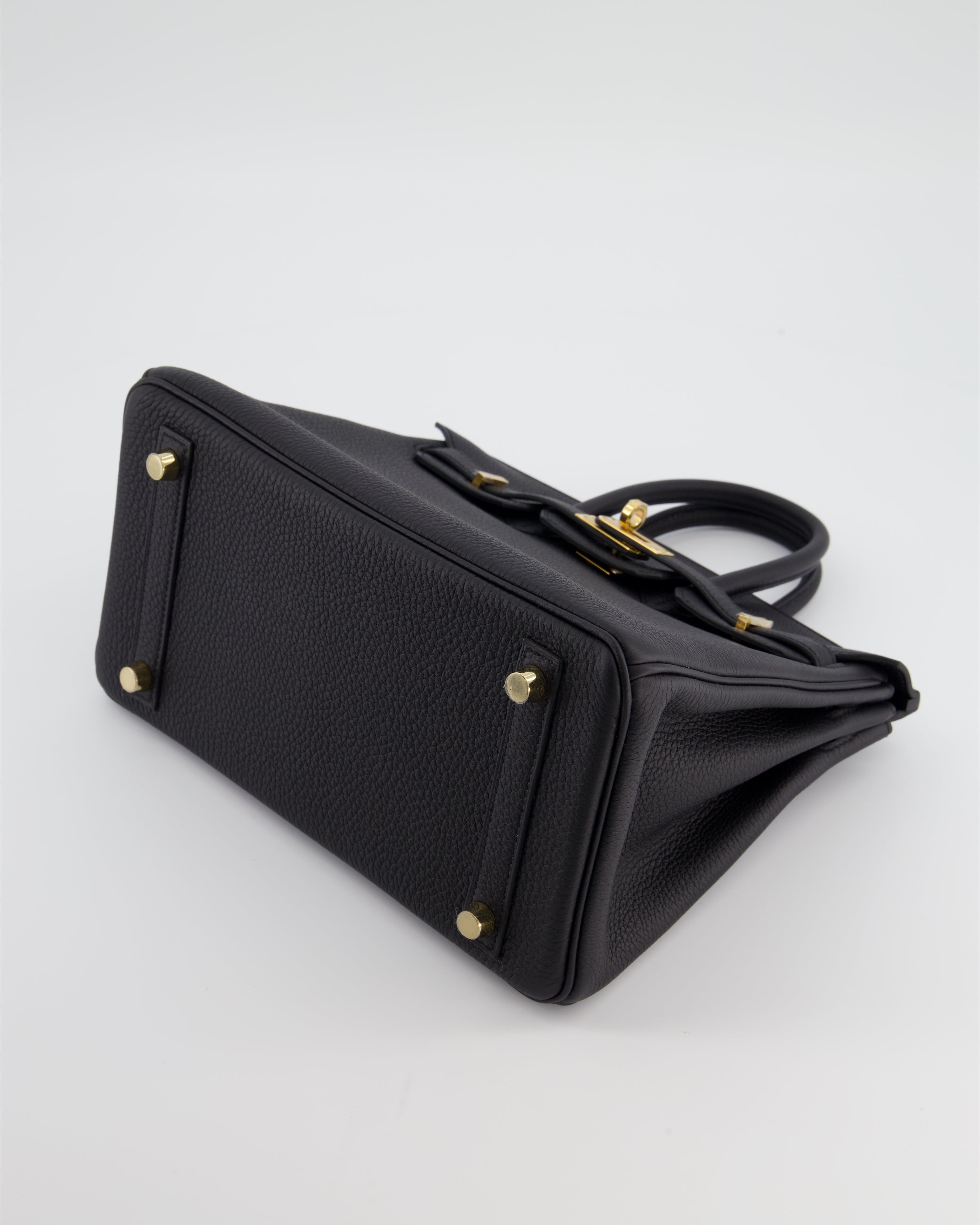 *RARE* Hermès Birkin 25 Retourne Bag in Noir Togo Leather with Gold Hardware