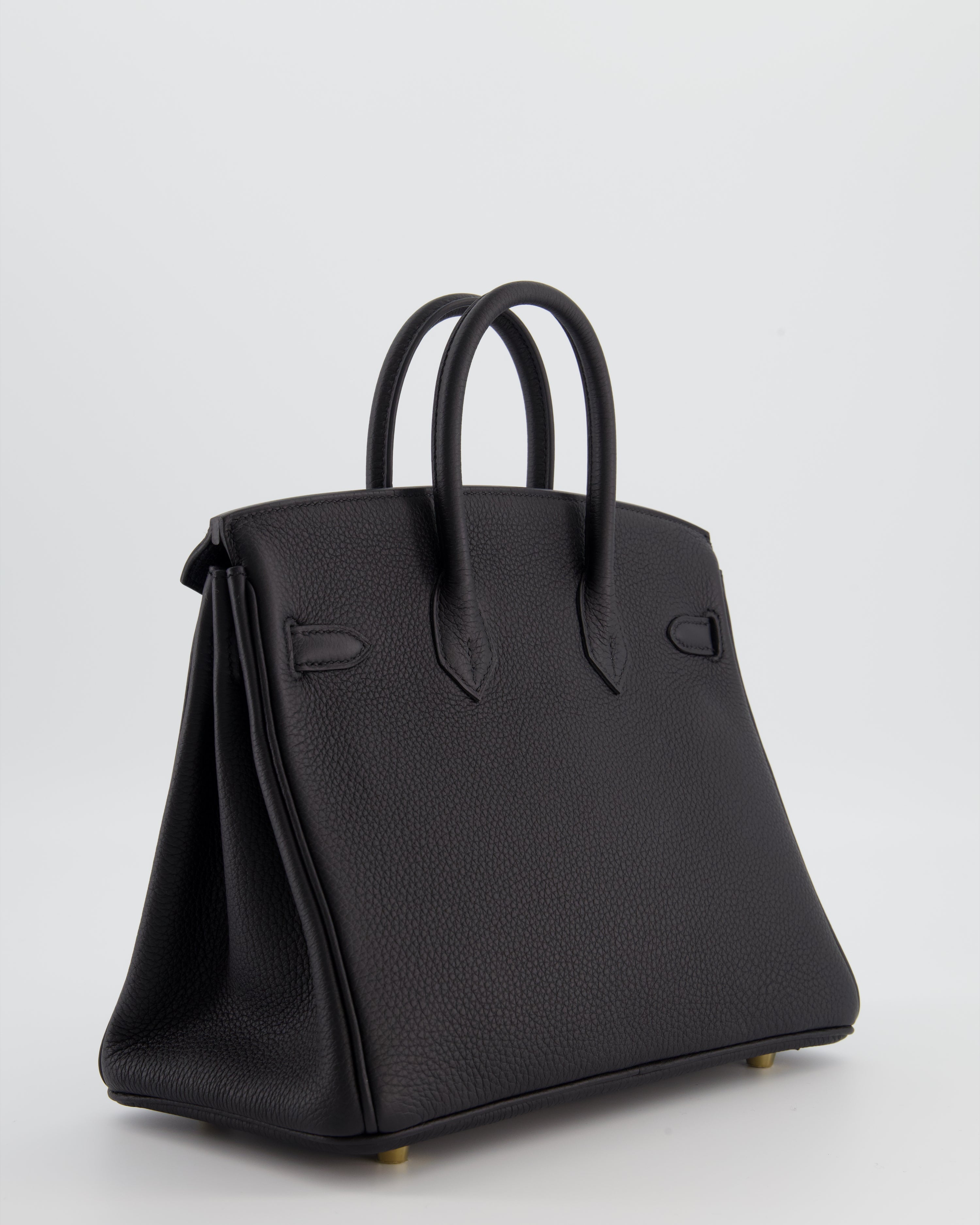 *RARE* Hermès Birkin 25 Retourne Bag in Noir Togo Leather with Gold Hardware
