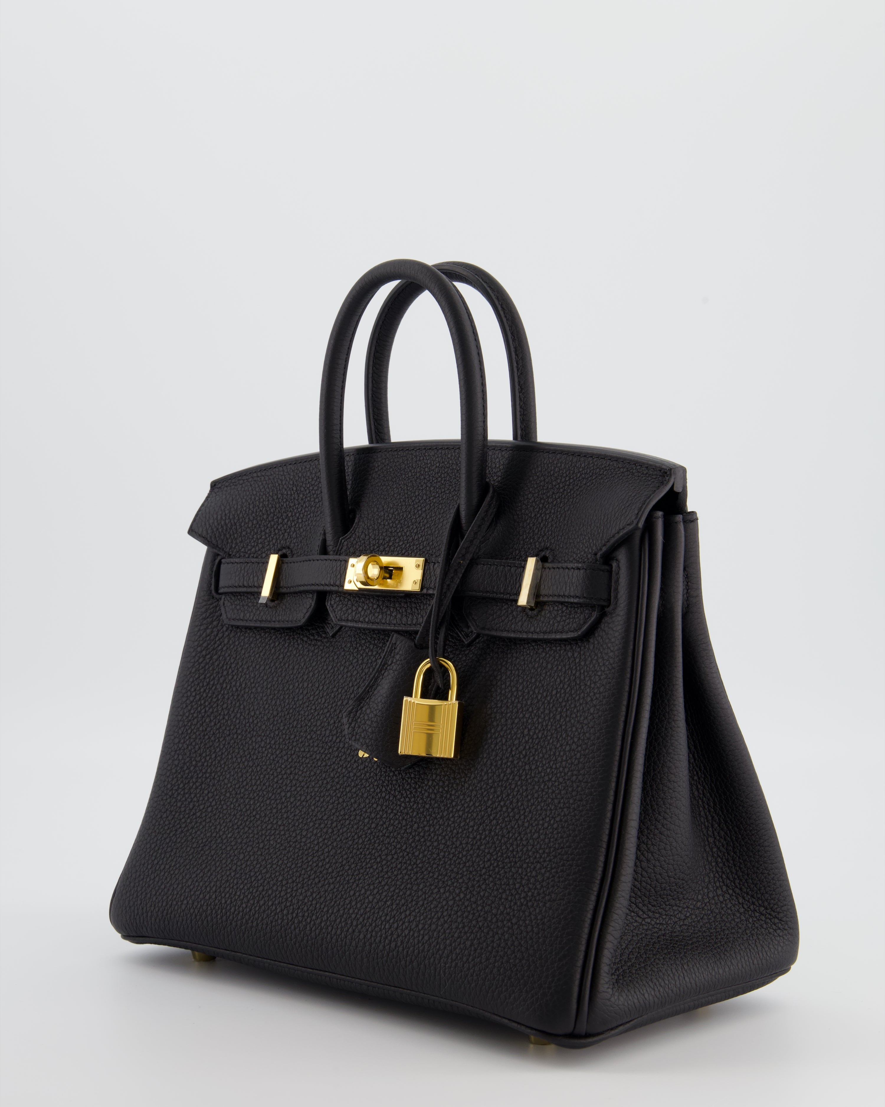 *RARE* Hermès Birkin 25 Retourne Bag in Noir Togo Leather with Gold Hardware