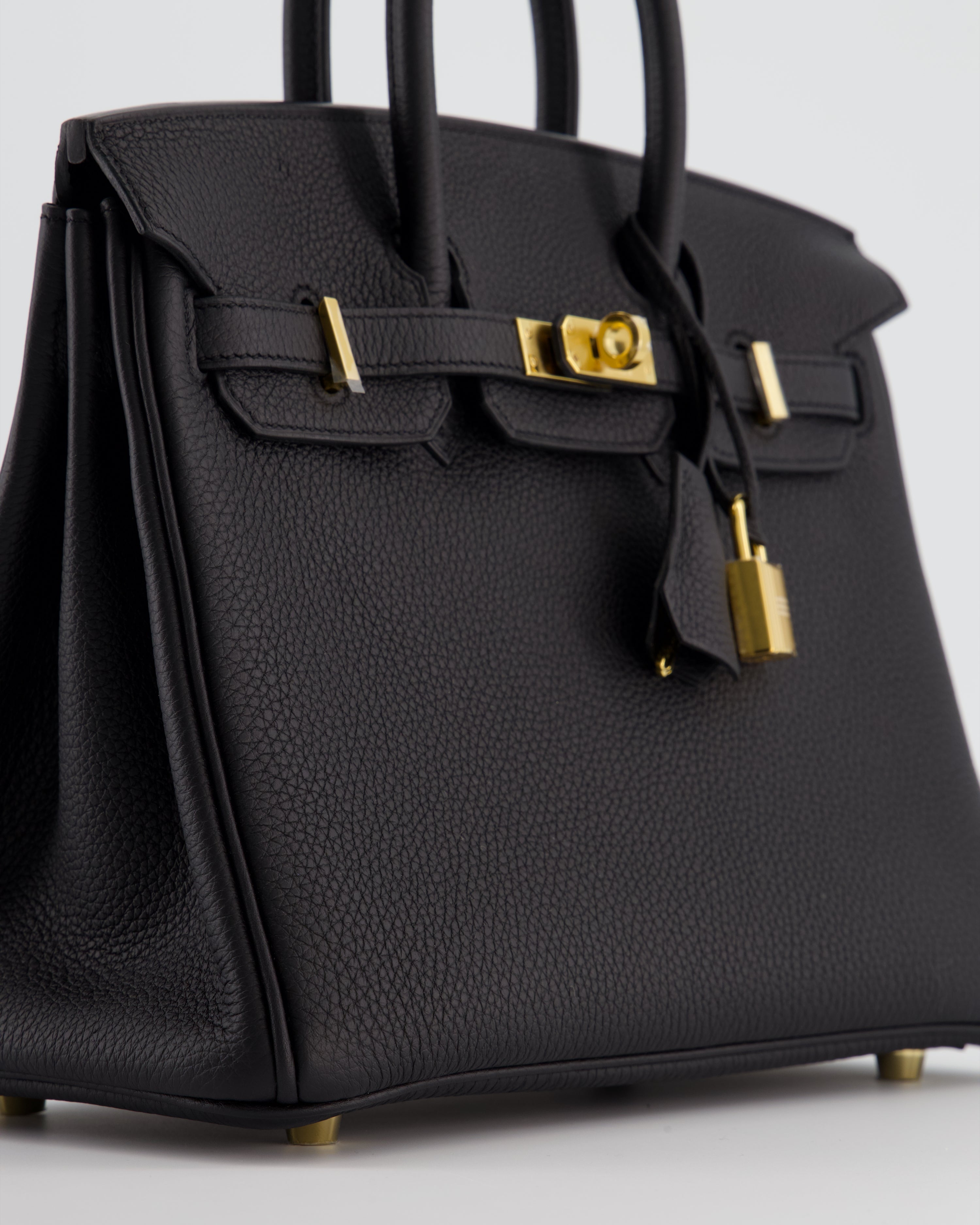 *RARE* Hermès Birkin 25 Retourne Bag in Noir Togo Leather with Gold Hardware
