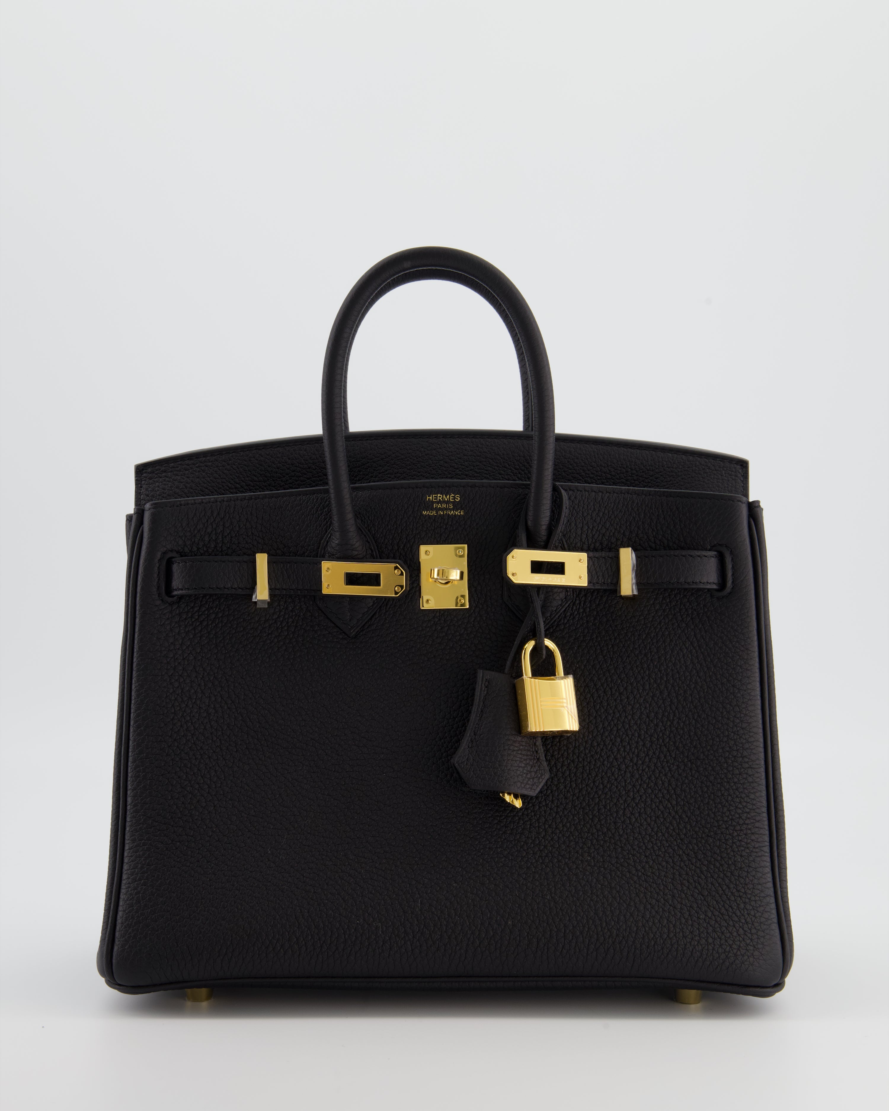*RARE* Hermès Birkin 25 Retourne Bag in Noir Togo Leather with Gold Hardware