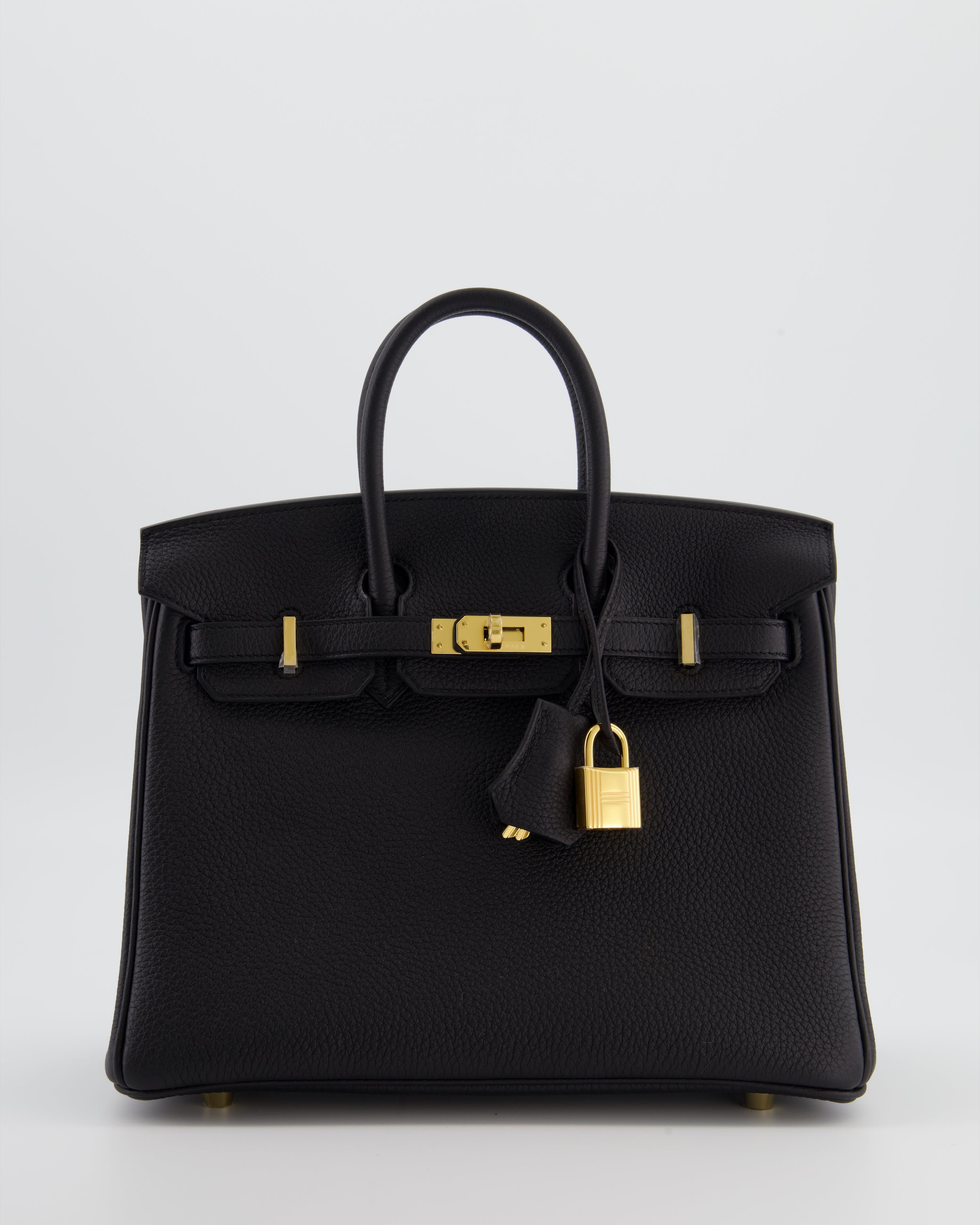 *RARE* Hermès Birkin 25 Retourne Bag in Noir Togo Leather with Gold Hardware