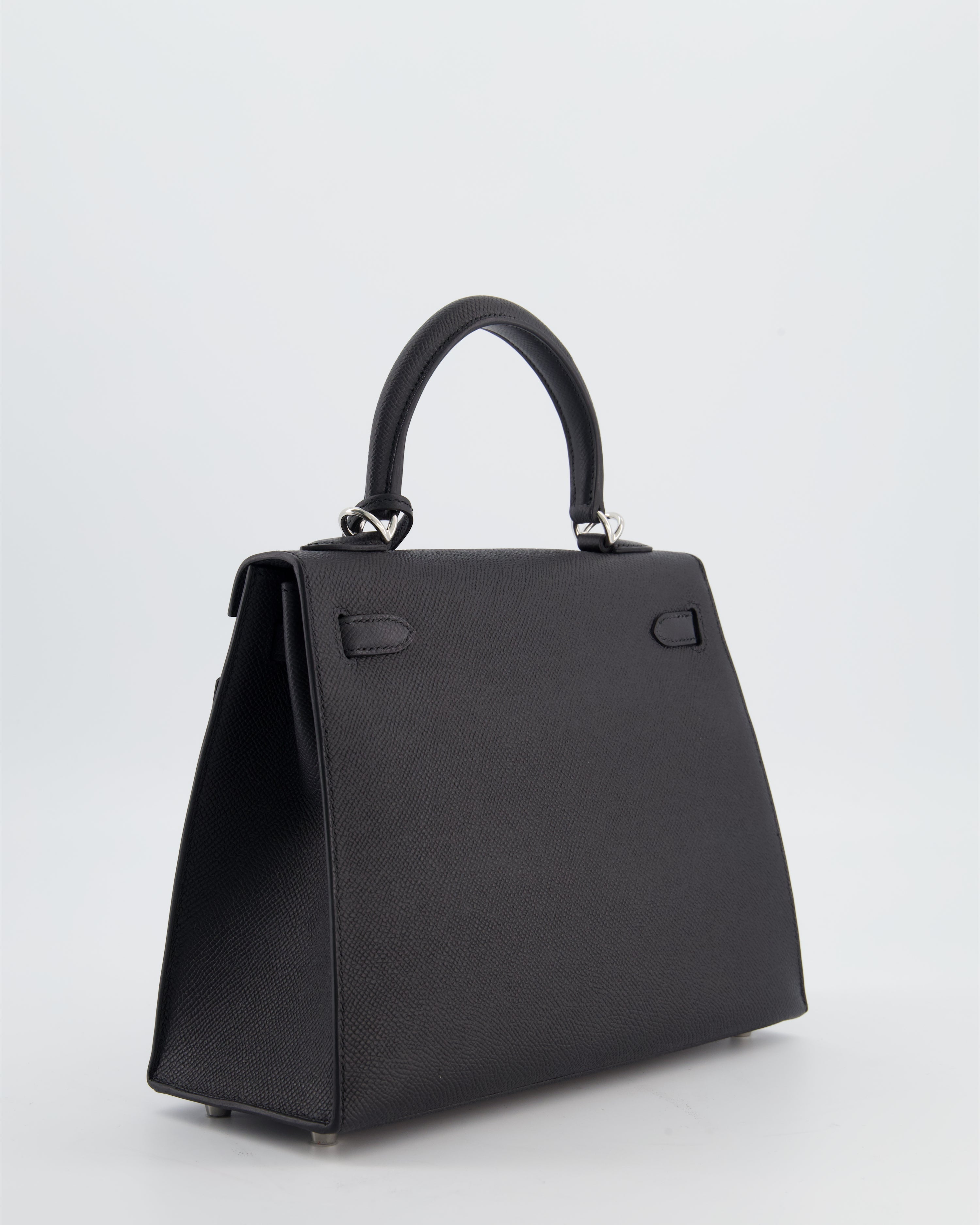 *SUPER RARE* Hermès Kelly 25 Sellier Bag in Noir Epsom Leather with Palladium Hardware