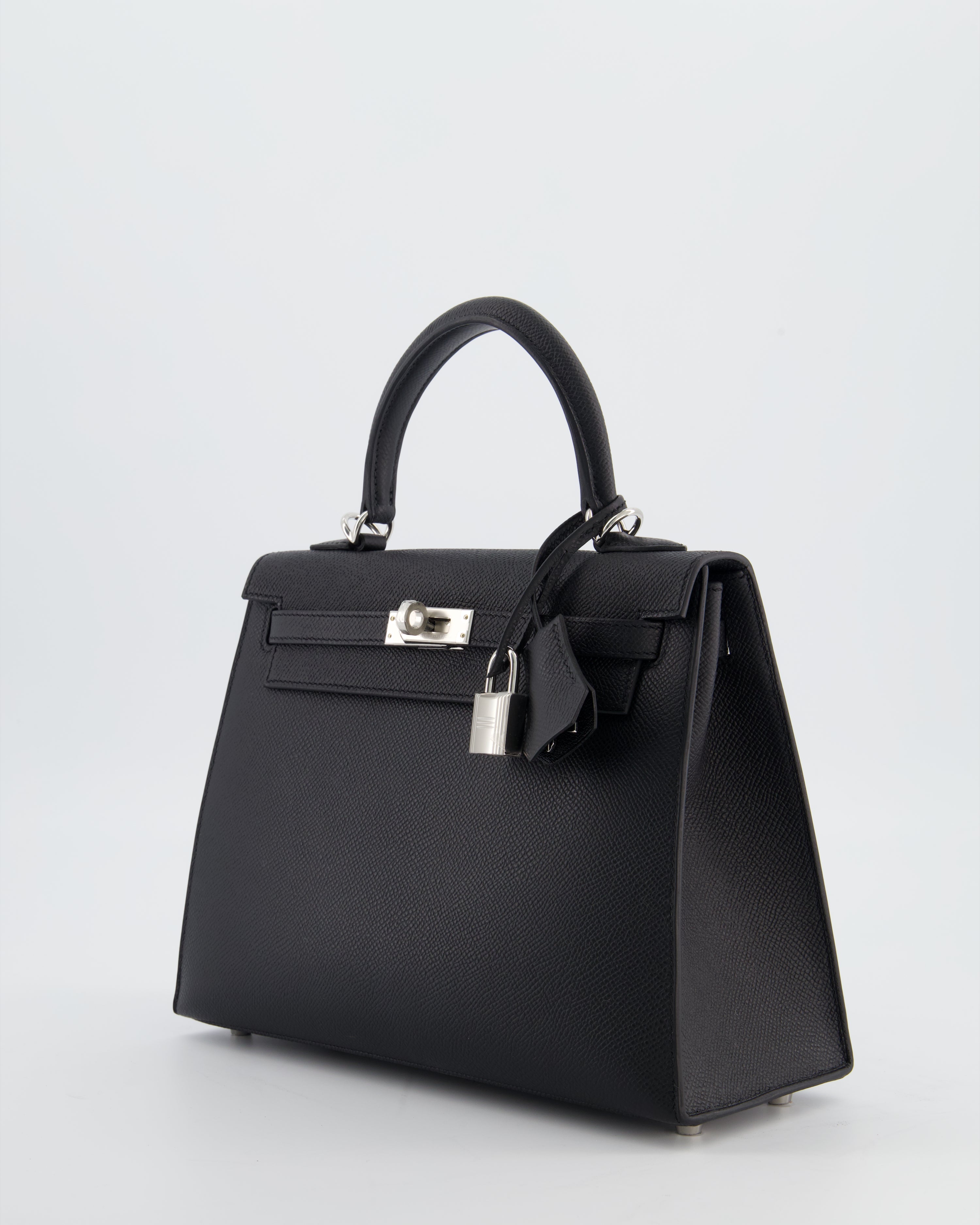 *SUPER RARE* Hermès Kelly 25 Sellier Bag in Noir Epsom Leather with Palladium Hardware