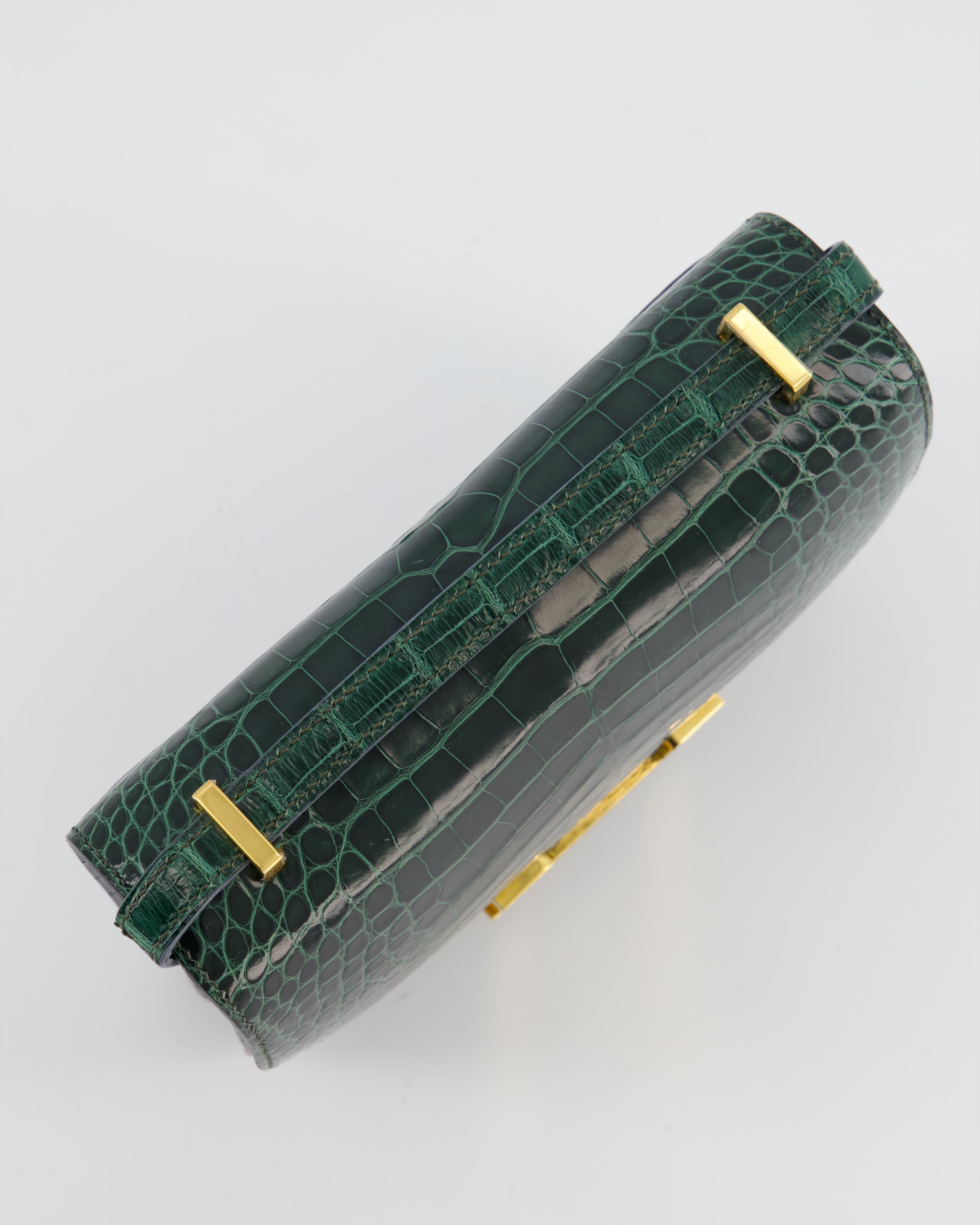 Hermès Constance III 18 Bag in Shiny Alligator Vert Fonce with Gold Hardware