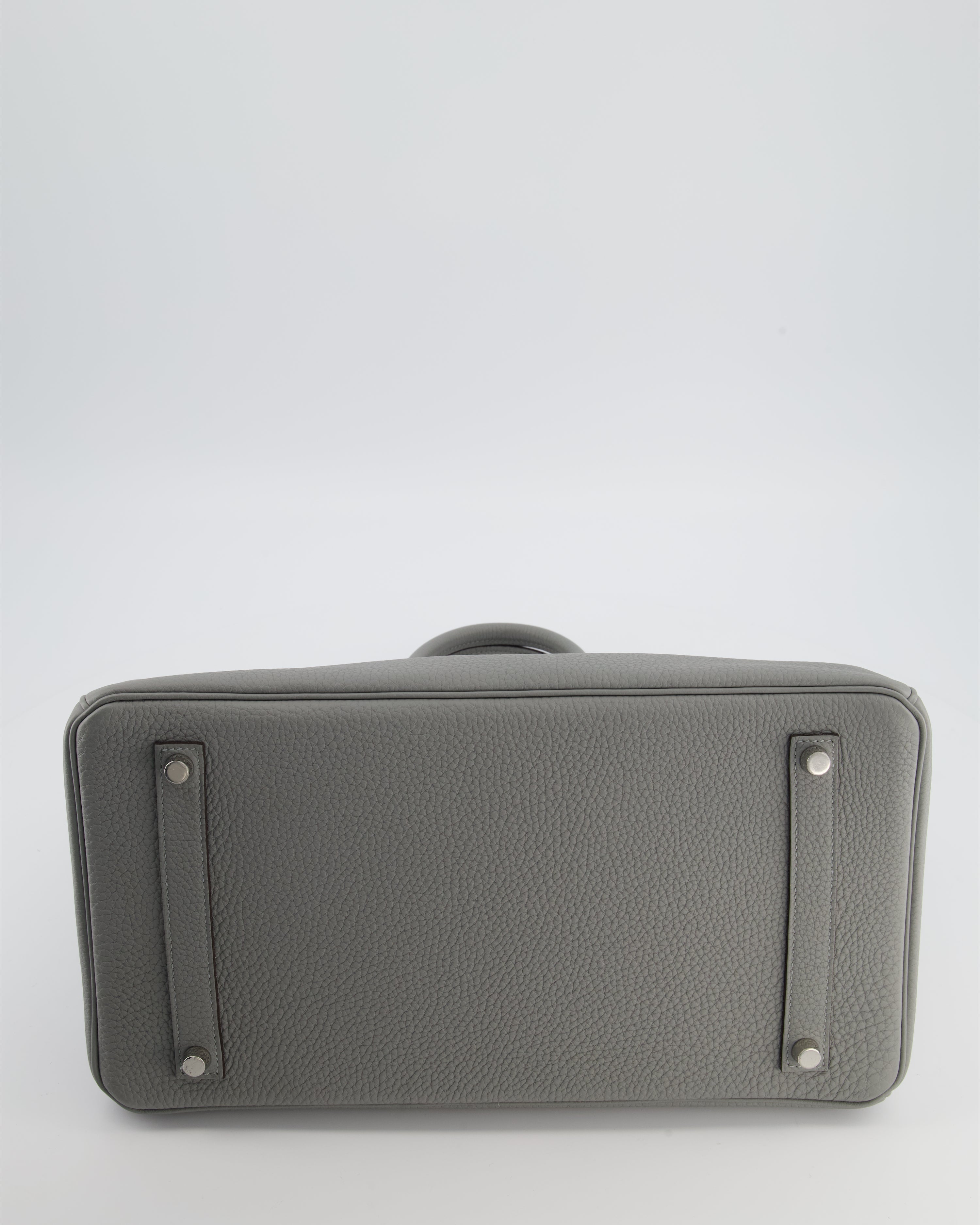Hermès Birkin 35 Verso Retourne Bag in Gris Mouette Togo Leather and Blue Agate with Palladium Hardware
