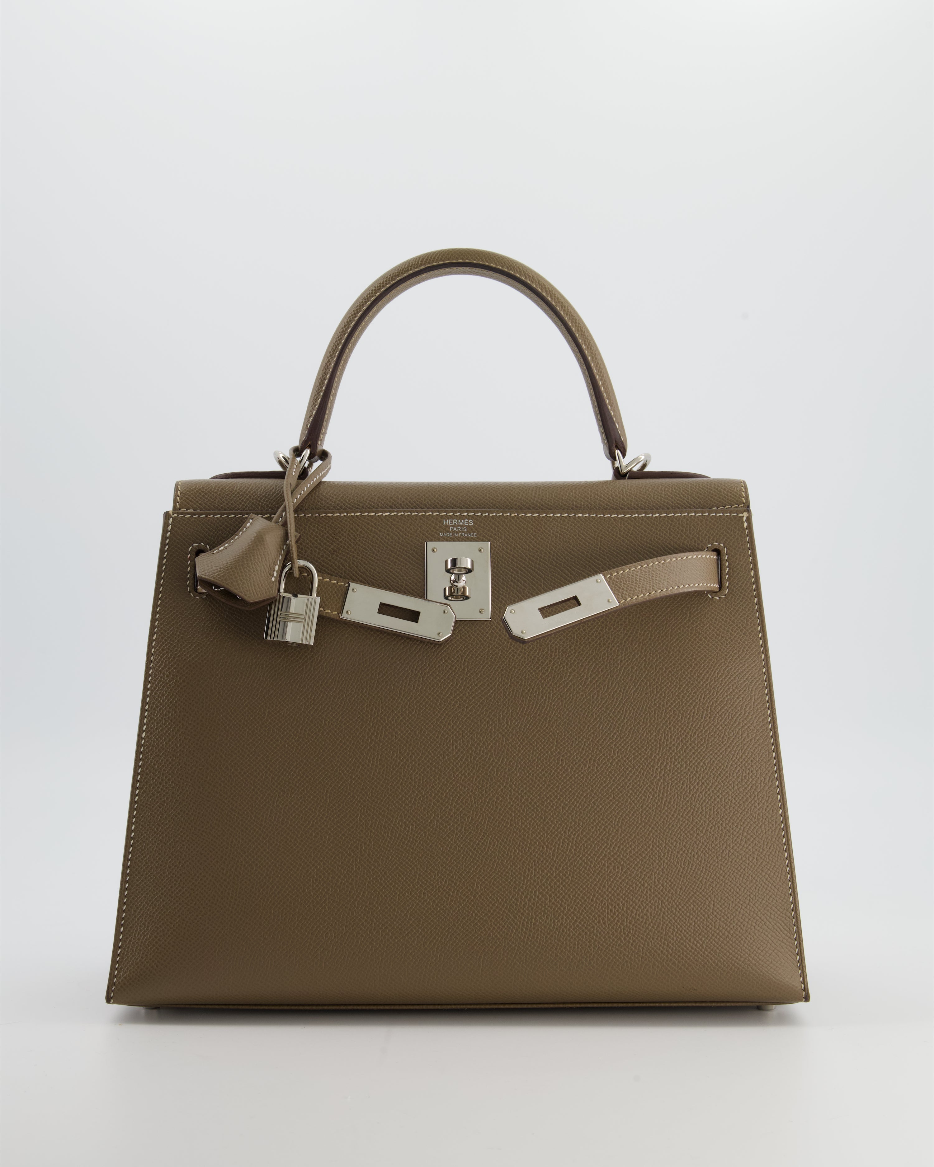Hermès Kelly 28 Sellier Bag in Etoupe Epsom Leather with Palladium Hardware