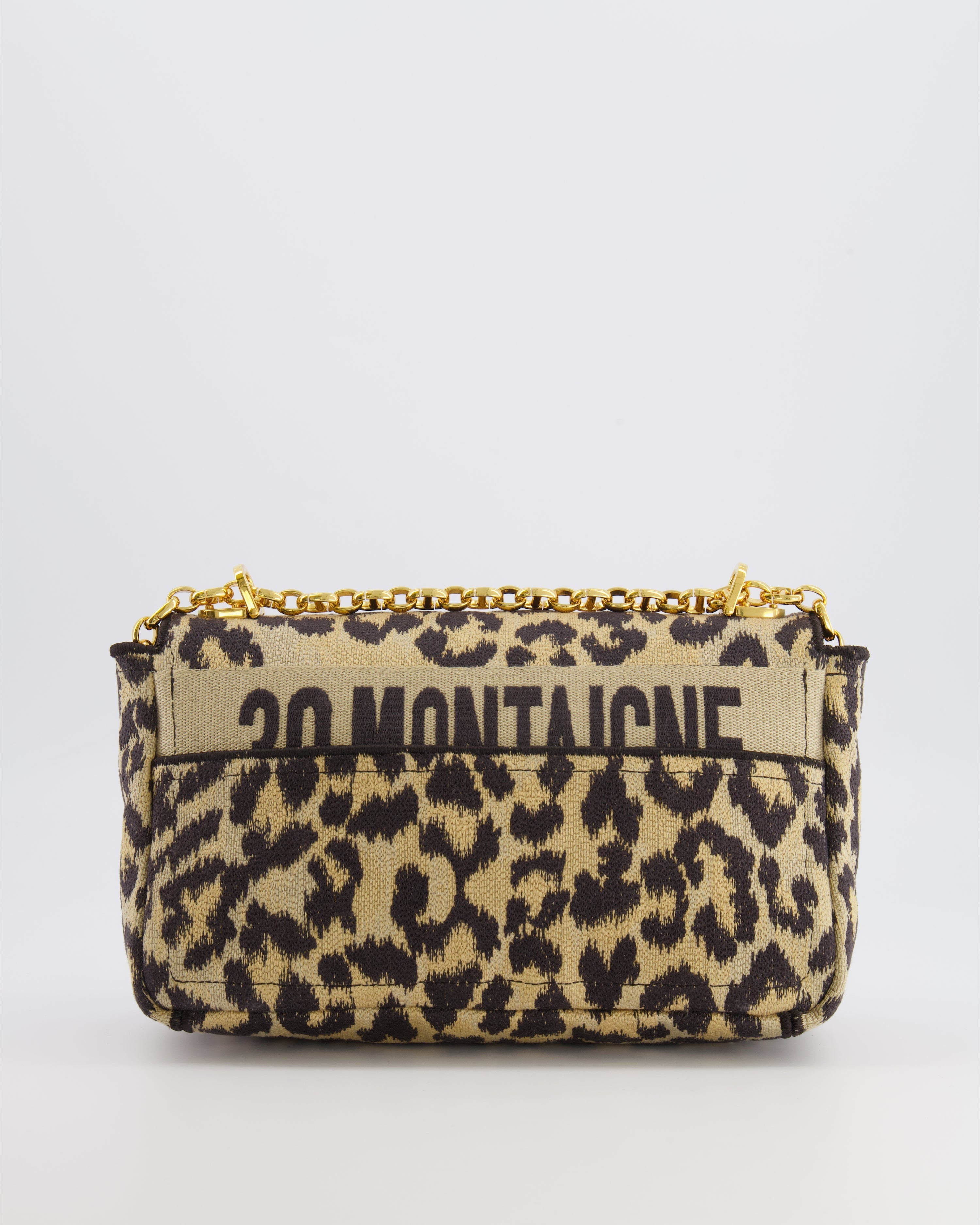 Christian Dior Brown and Black Leopard Print Canvas 30 Montaigne Caro Bag with Gold Hardware RRP £3,400