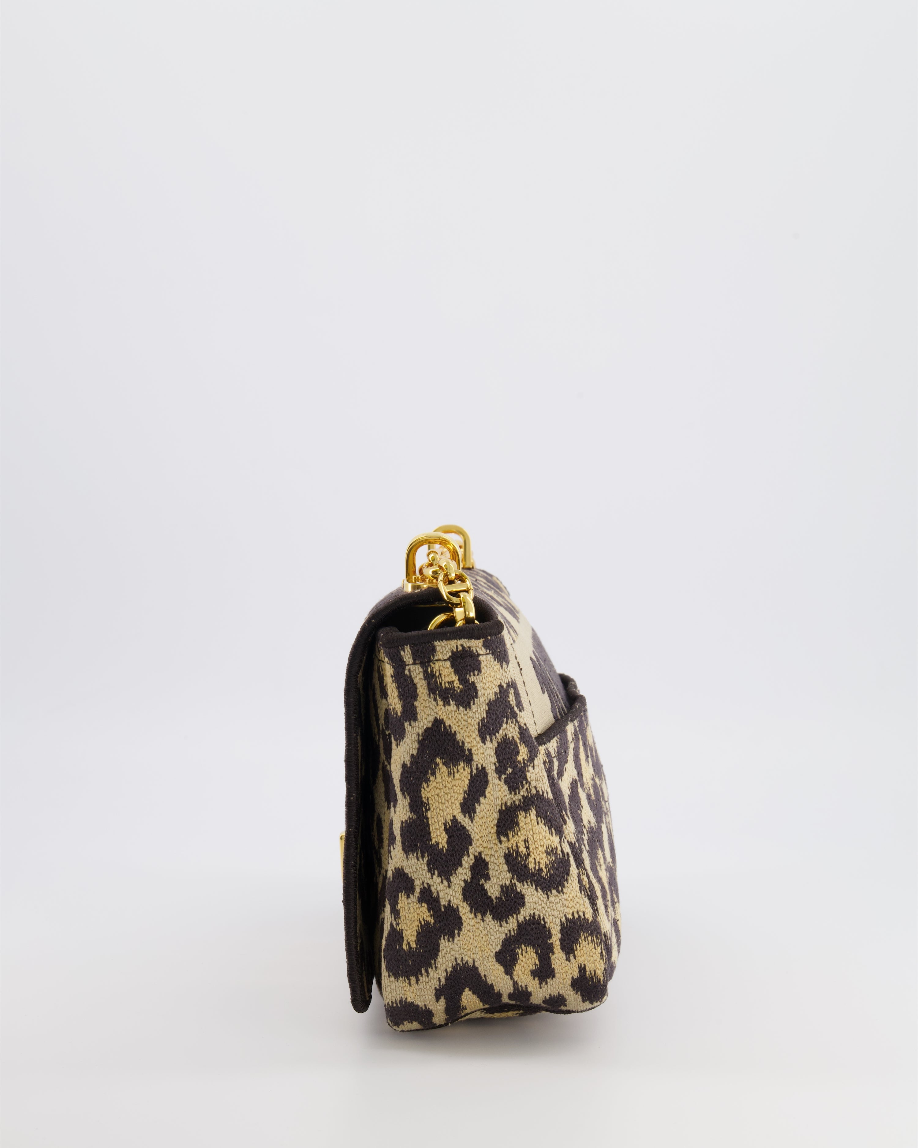 Christian Dior Brown and Black Leopard Print Canvas 30 Montaigne Caro Bag with Gold Hardware RRP £3,400