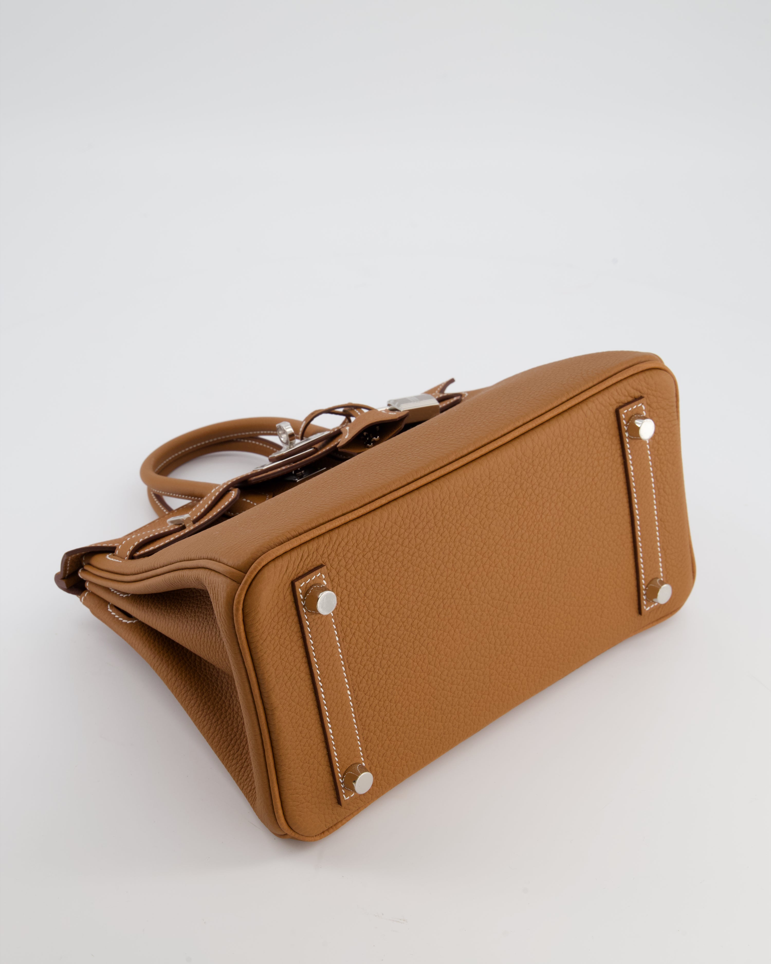 *HOT* Hermès Birkin 25 Retourne Bag in Gold Togo Leather with Palladium Hardware