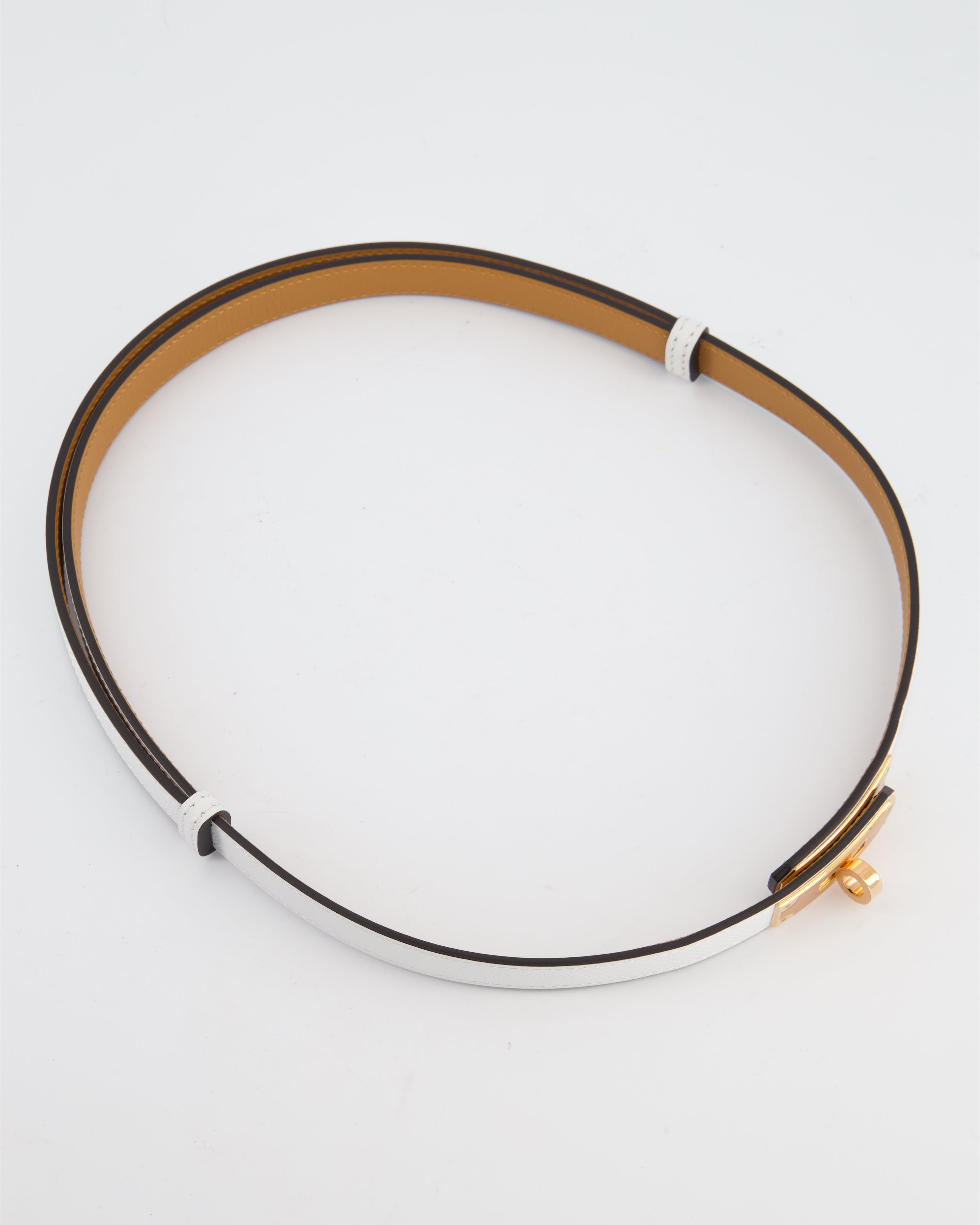 Hermès Kelly 18 Belt in Blanc Epsom Leather with Rose Gold Hardware RRP £990