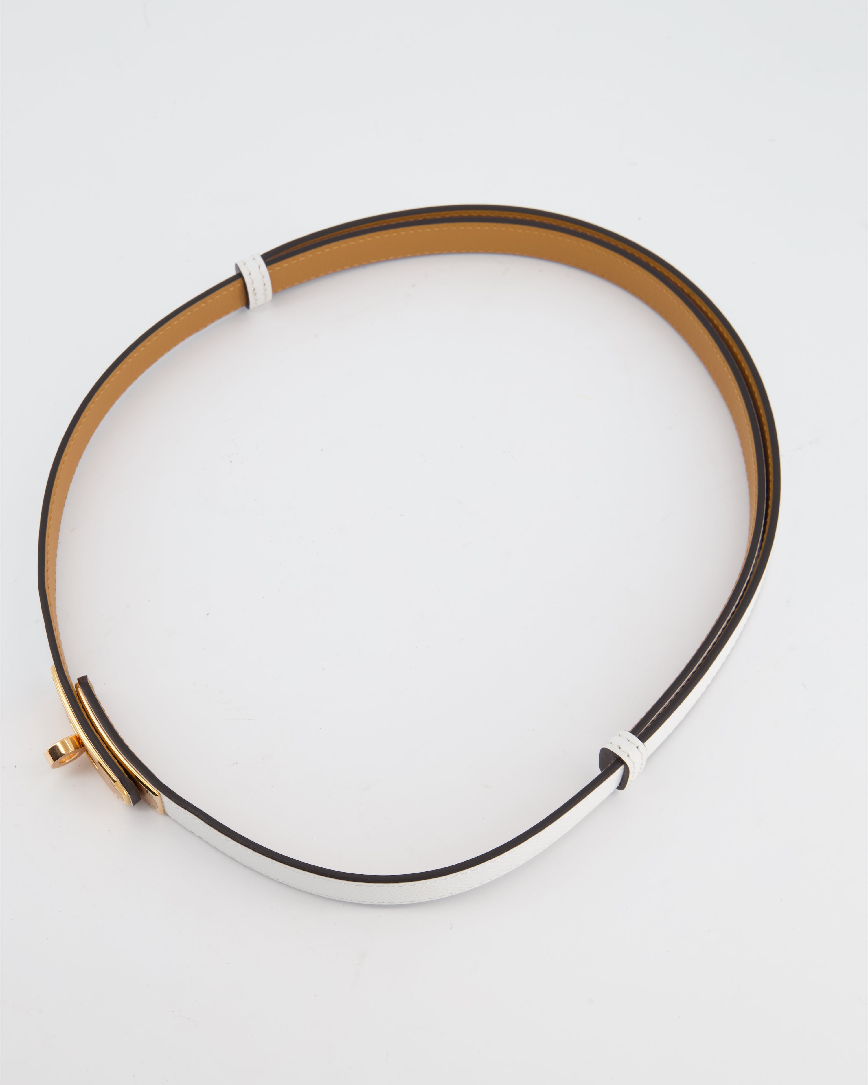 Hermès Kelly 18 Belt in Blanc Epsom Leather with Rose Gold Hardware RRP £990