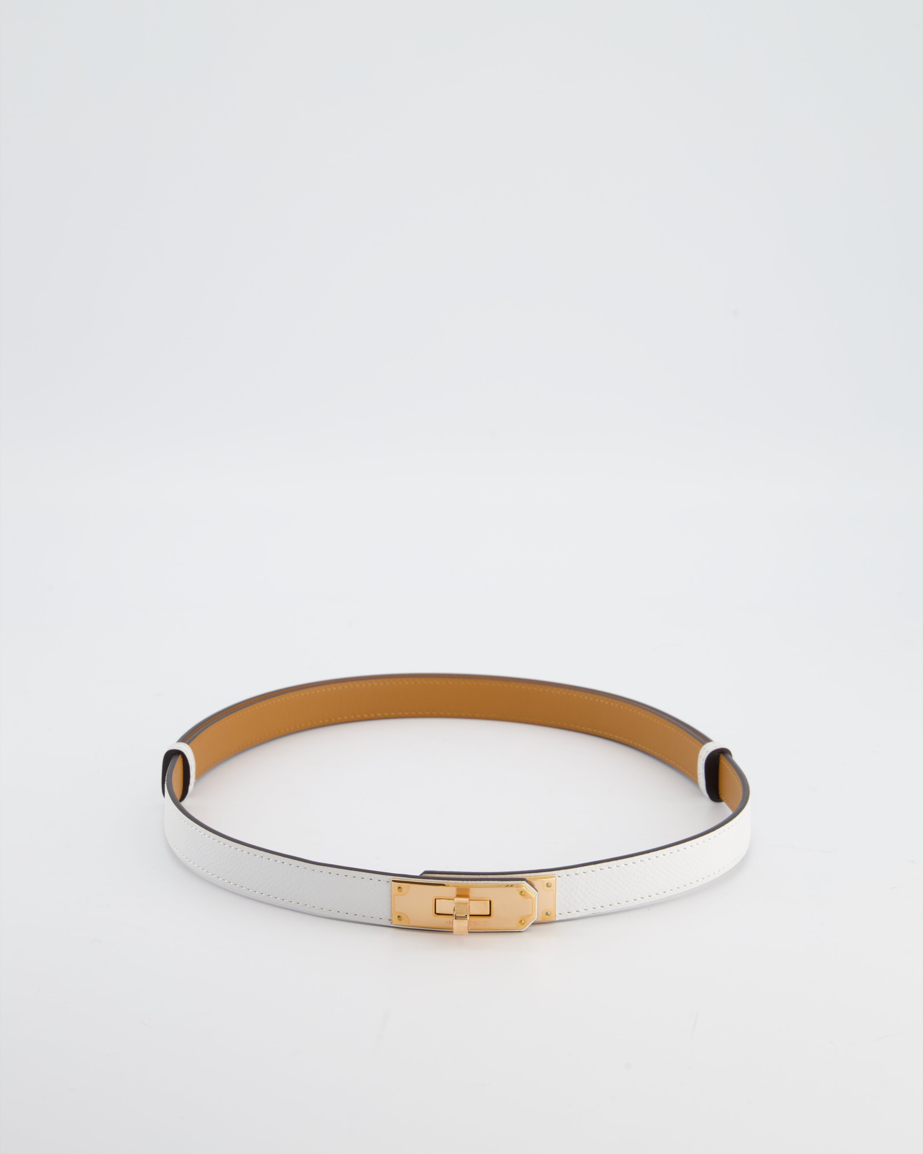 Hermès Kelly 18 Belt in Blanc Epsom Leather with Rose Gold Hardware RRP £990