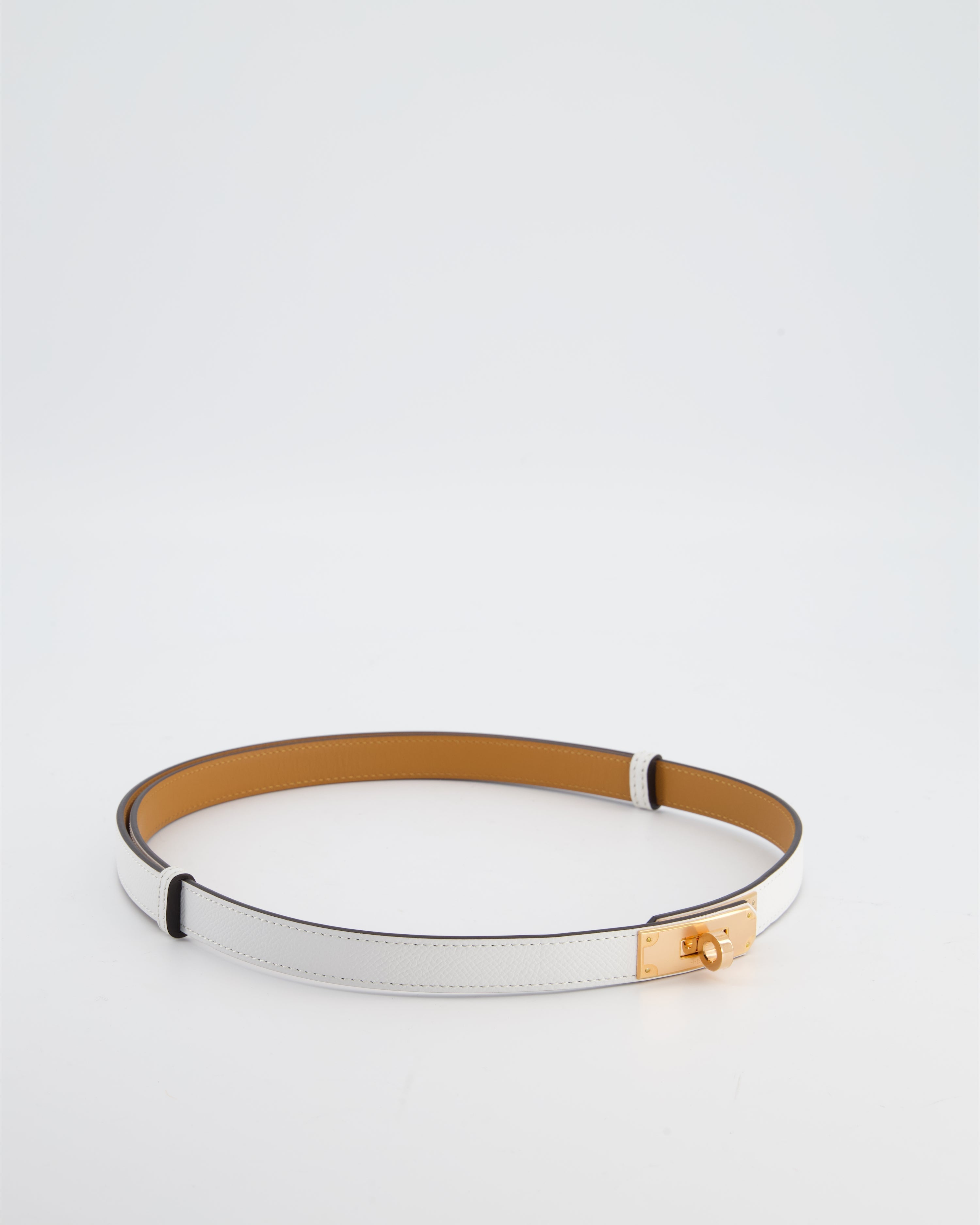 Hermès Kelly 18 Belt in Blanc Epsom Leather with Rose Gold Hardware RRP £990