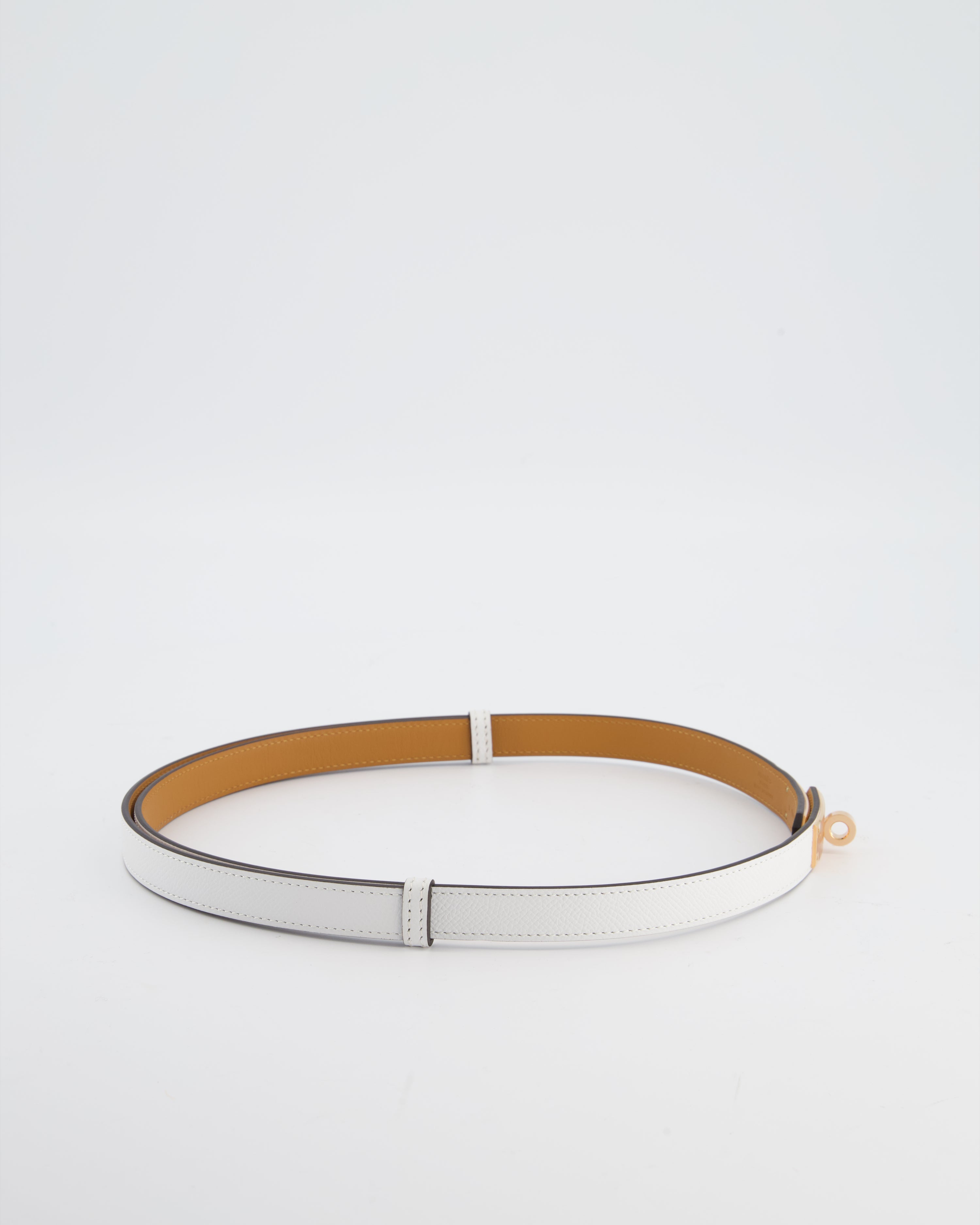 Hermès Kelly 18 Belt in Blanc Epsom Leather with Rose Gold Hardware RRP £990