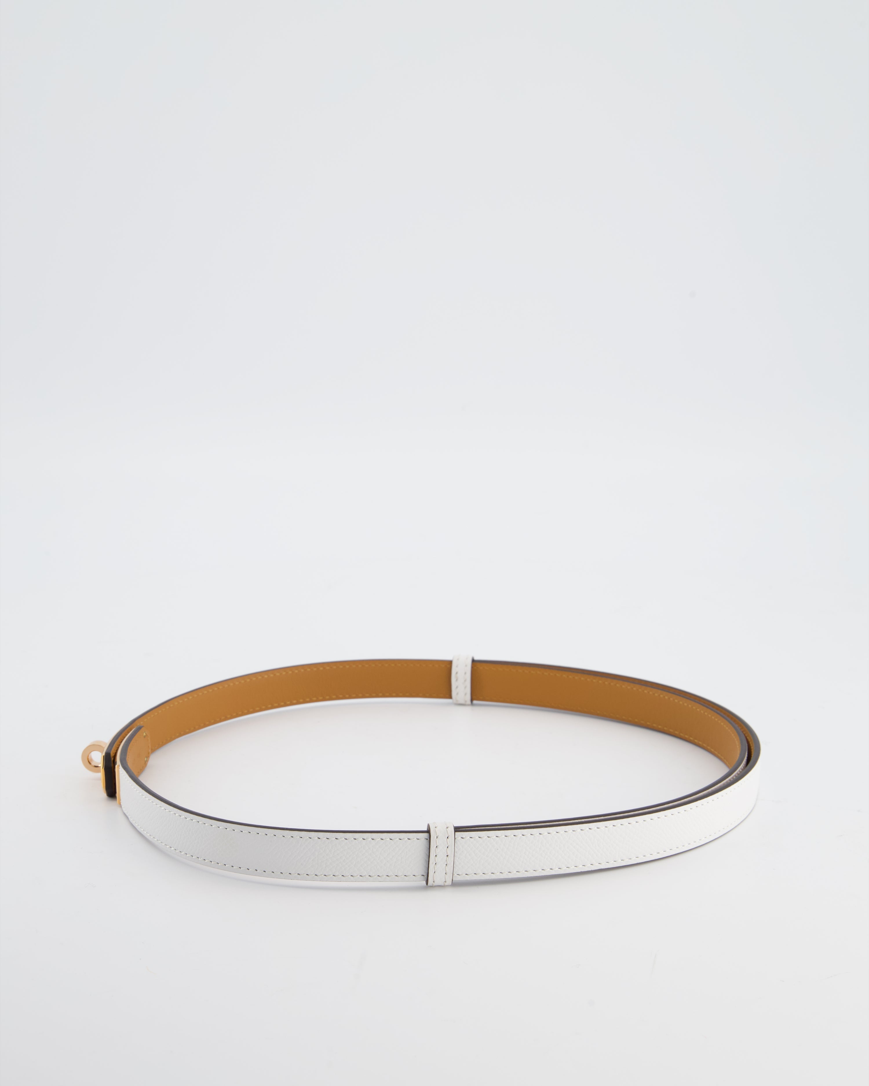 Hermès Kelly 18 Belt in Blanc Epsom Leather with Rose Gold Hardware RRP £990