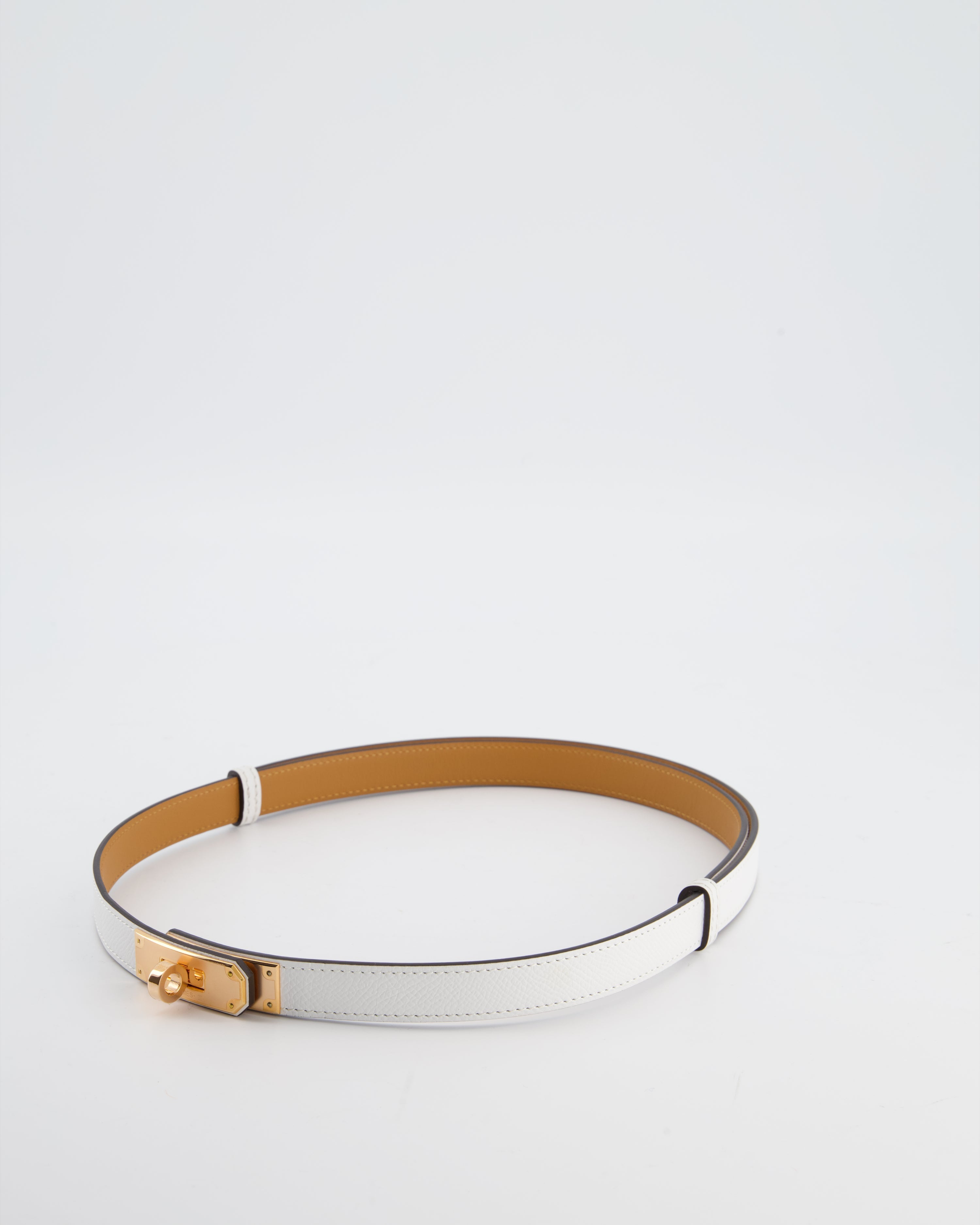 Hermès Kelly 18 Belt in Blanc Epsom Leather with Rose Gold Hardware RRP £990