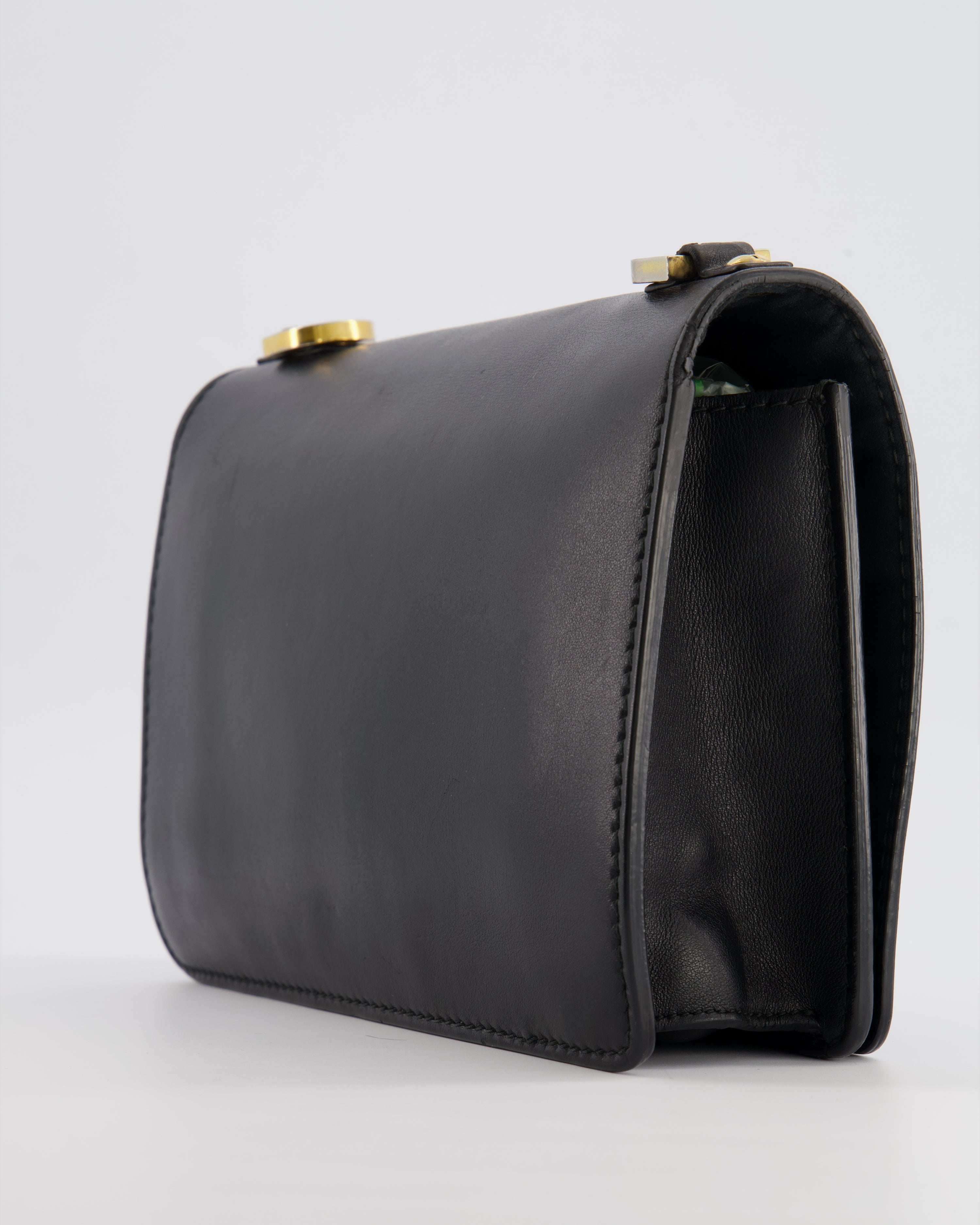 Christian Dior Black Leather J'Adior Flap Bag with Multi-Colour Embroidered Canvas Strap and Gold Hardware