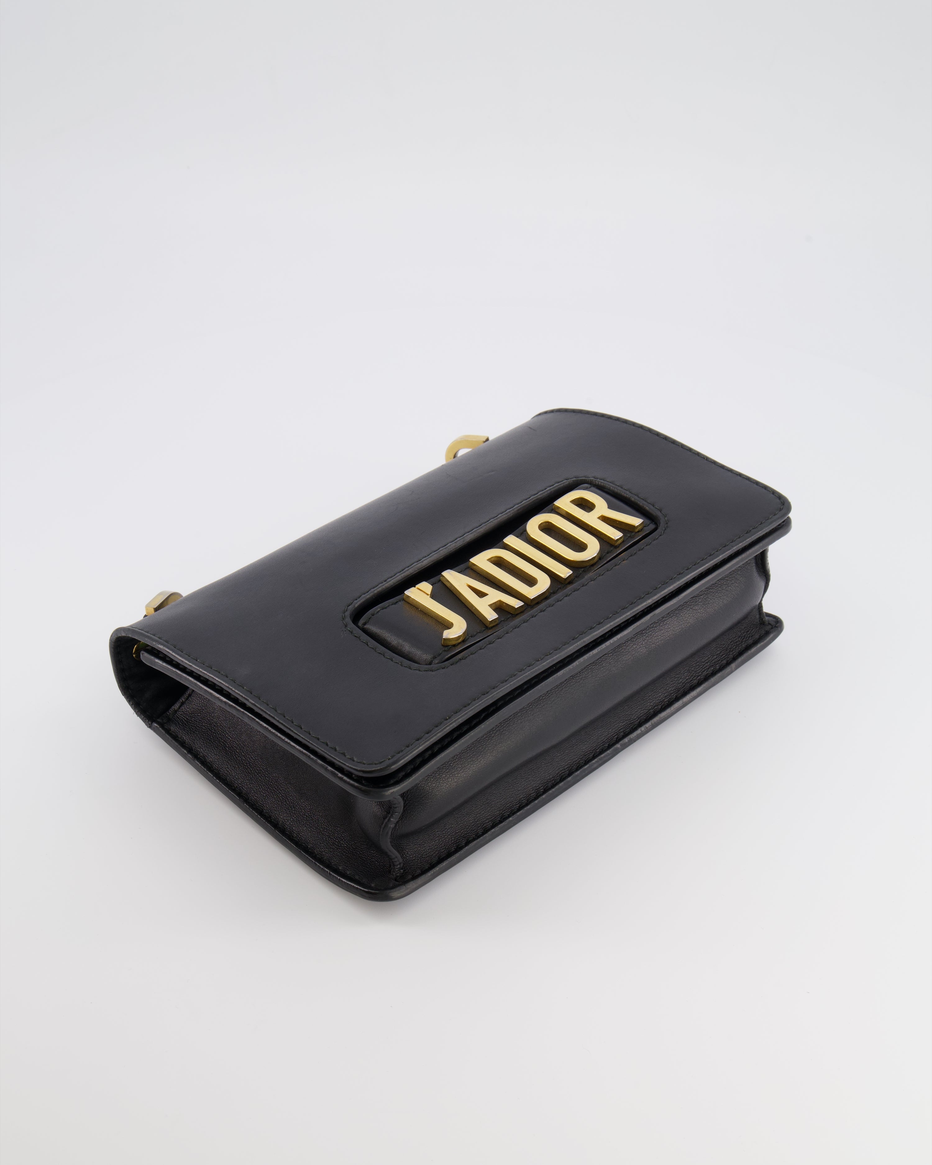 Christian Dior Black Leather J'Adior Flap Bag with Multi-Colour Embroidered Canvas Strap and Gold Hardware