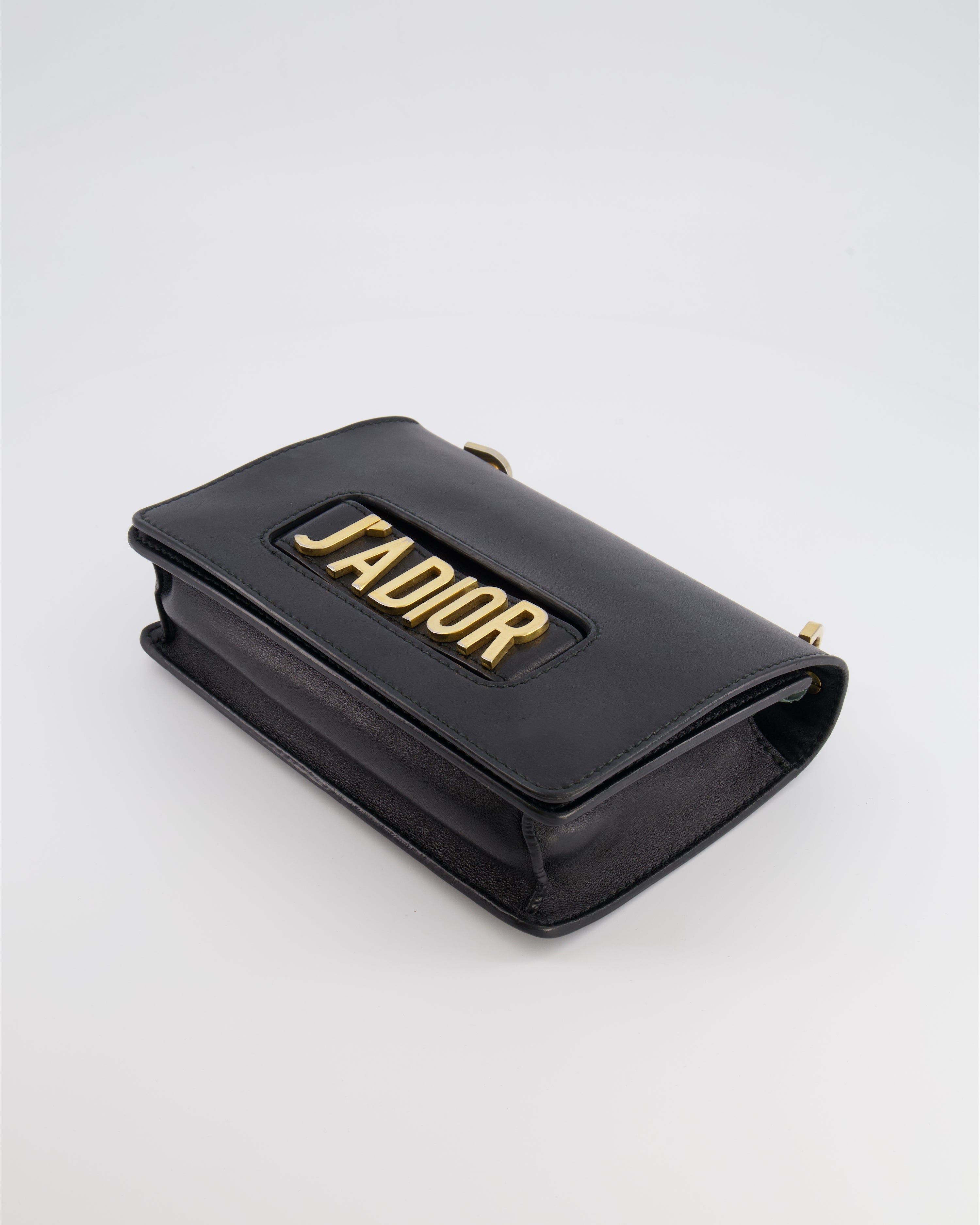 Christian Dior Black Leather J'Adior Flap Bag with Multi-Colour Embroidered Canvas Strap and Gold Hardware