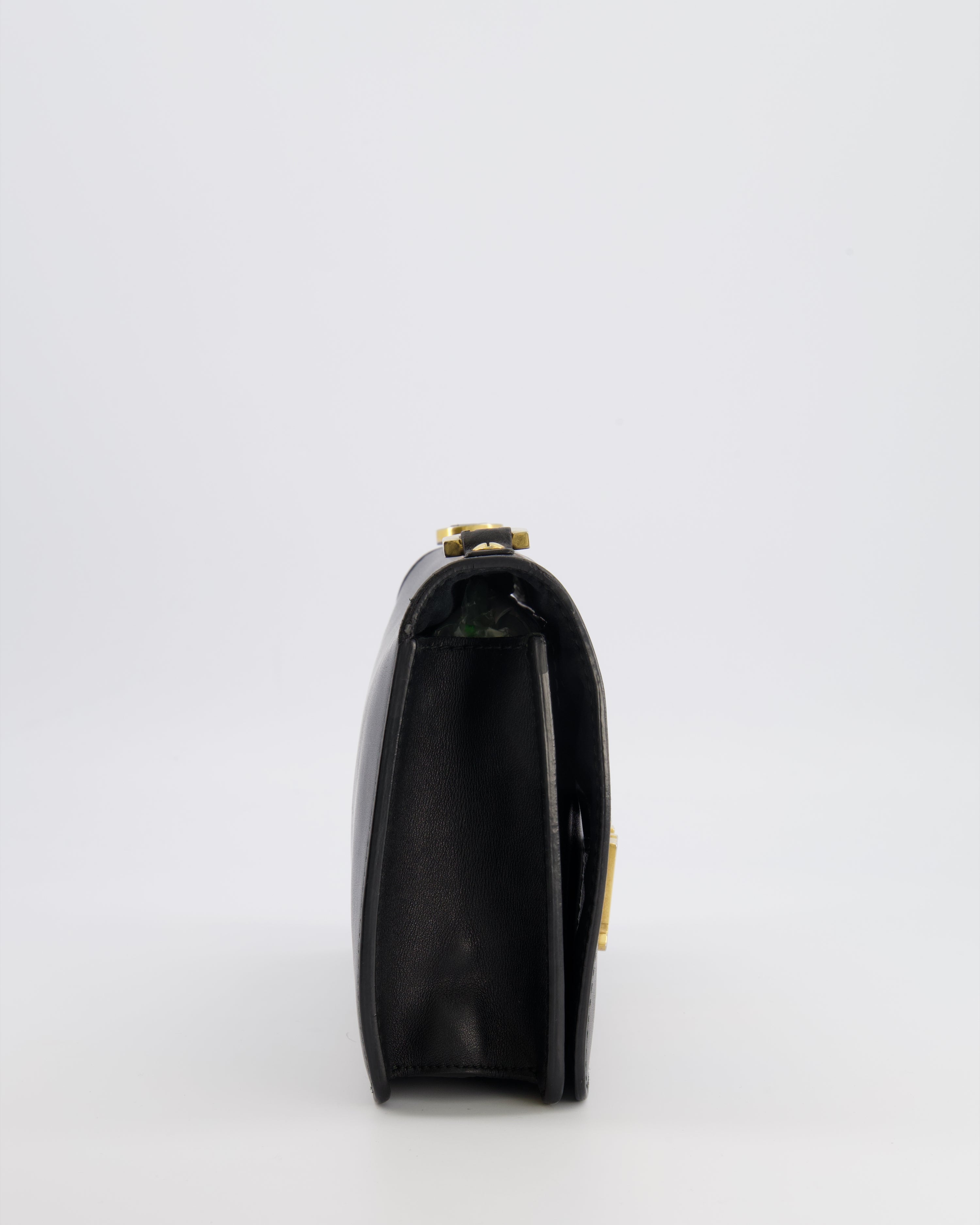 Christian Dior Black Leather J'Adior Flap Bag with Multi-Colour Embroidered Canvas Strap and Gold Hardware