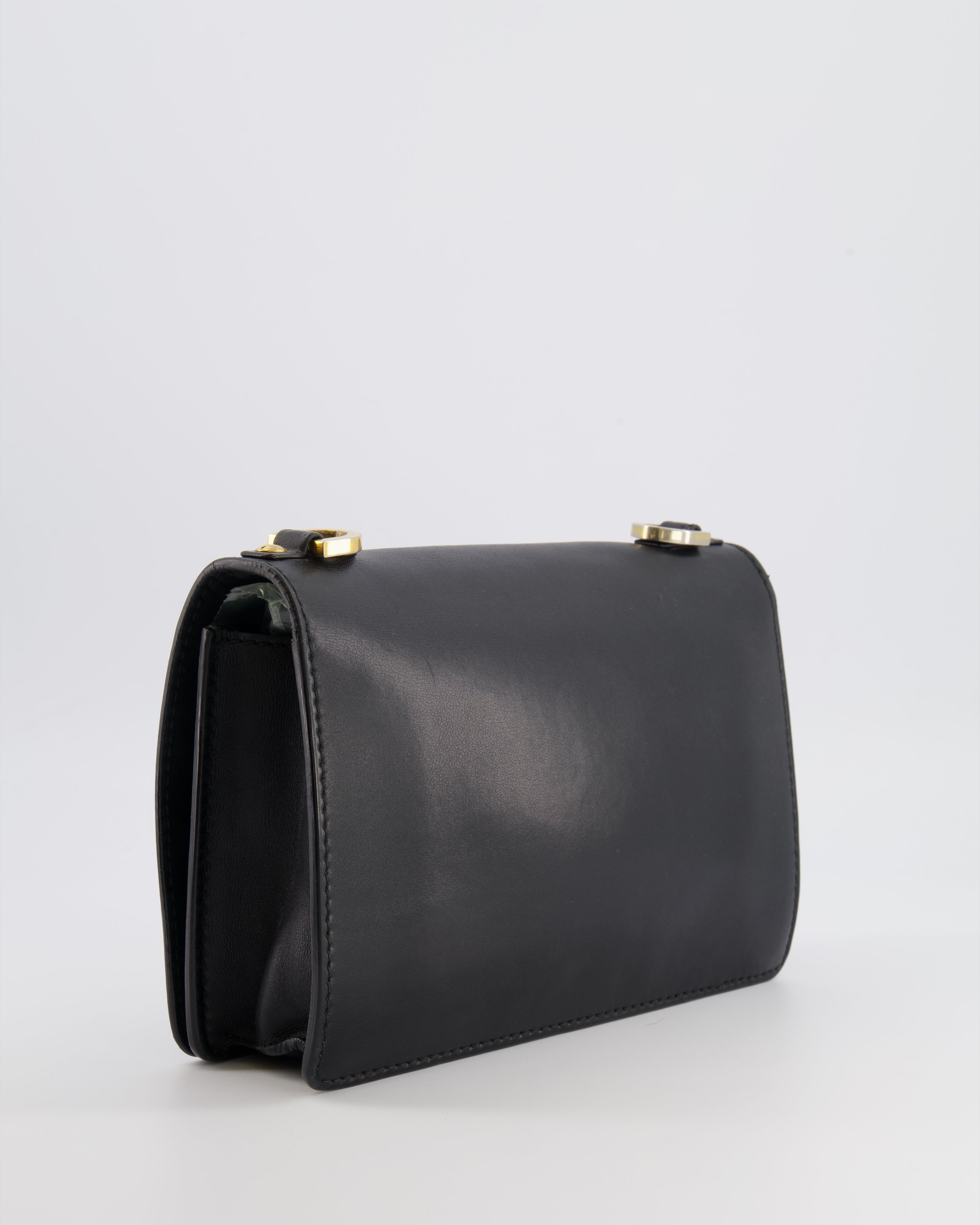 Christian Dior Black Leather J'Adior Flap Bag with Multi-Colour Embroidered Canvas Strap and Gold Hardware