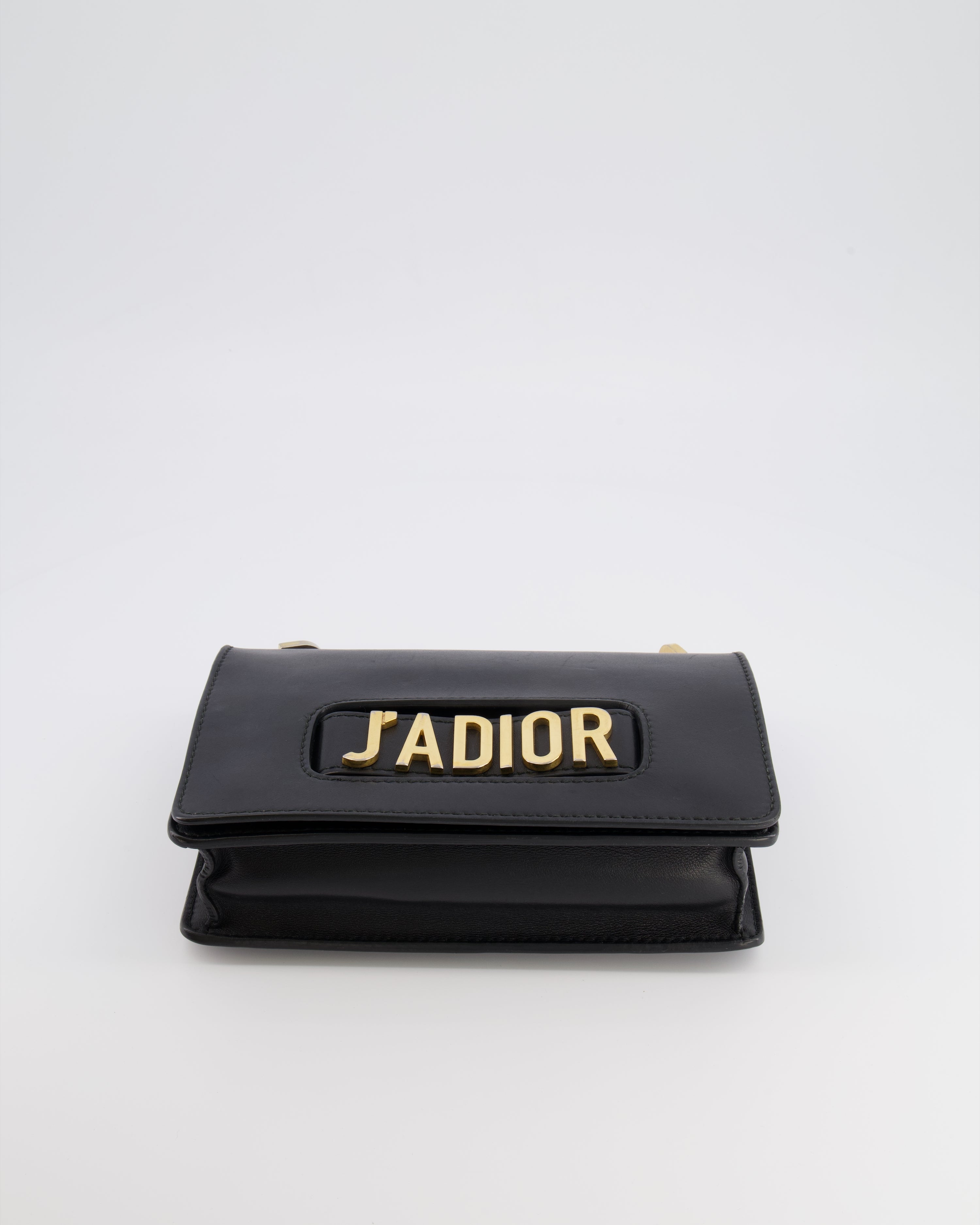 Christian Dior Black Leather J'Adior Flap Bag with Multi-Colour Embroidered Canvas Strap and Gold Hardware