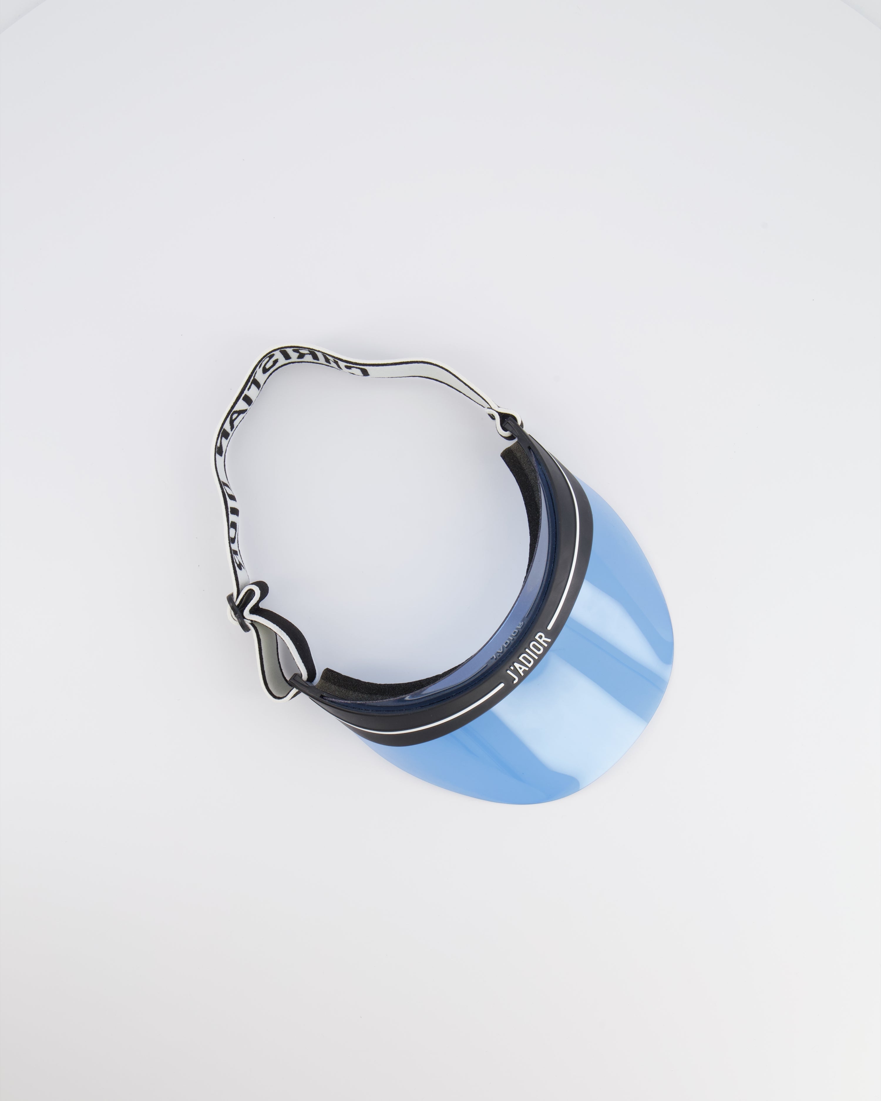 Christian Dior Black DiorClub V1U Visor with Light Blue Shield and Adjustable Logo Strap