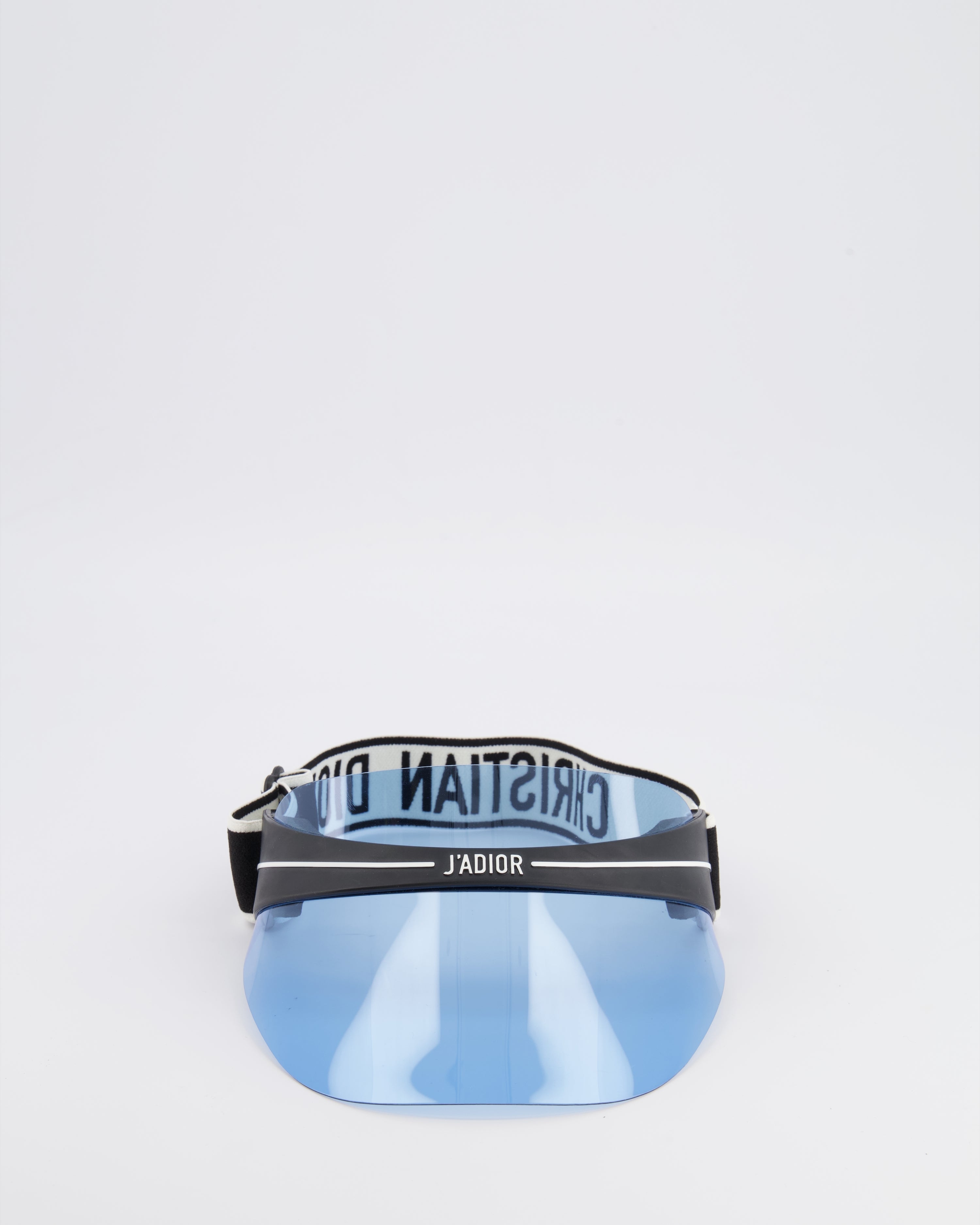Christian Dior Black DiorClub V1U Visor with Light Blue Shield and Adjustable Logo Strap
