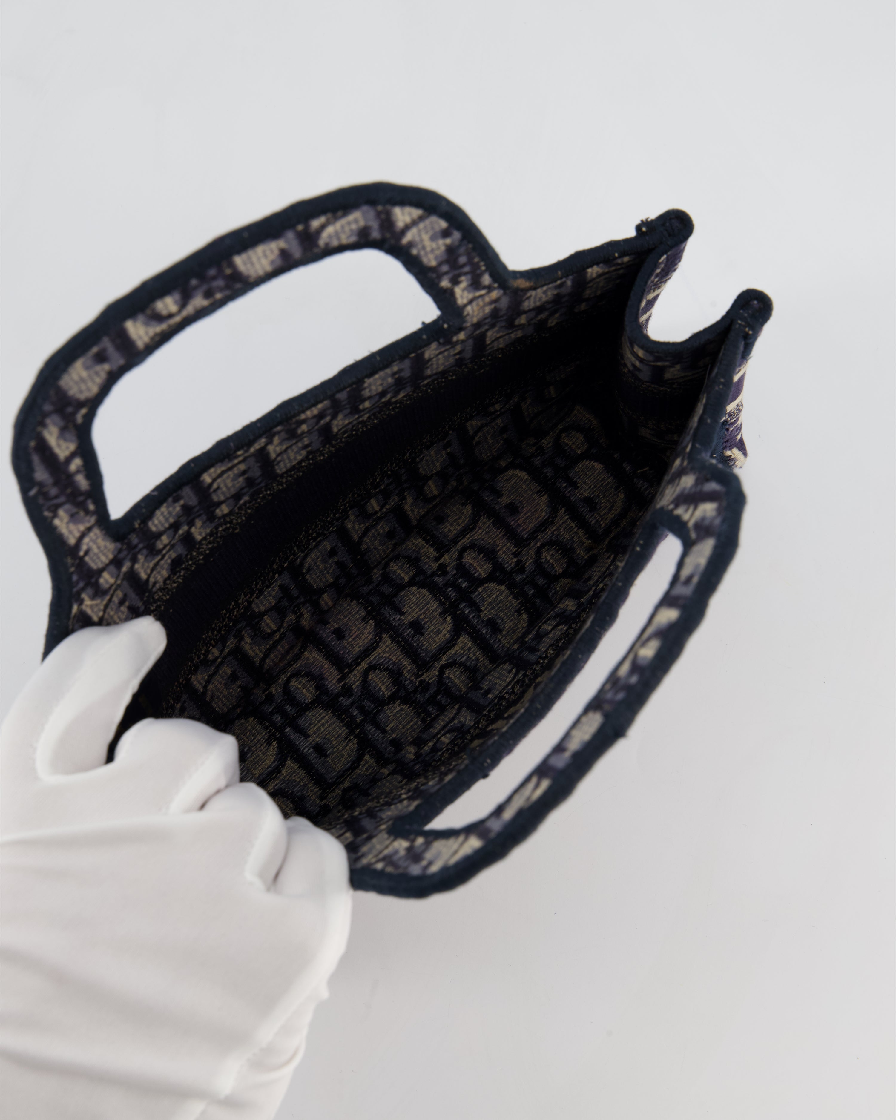 Christian Dior Mini Book Tote in Blue Oblique Embroidery