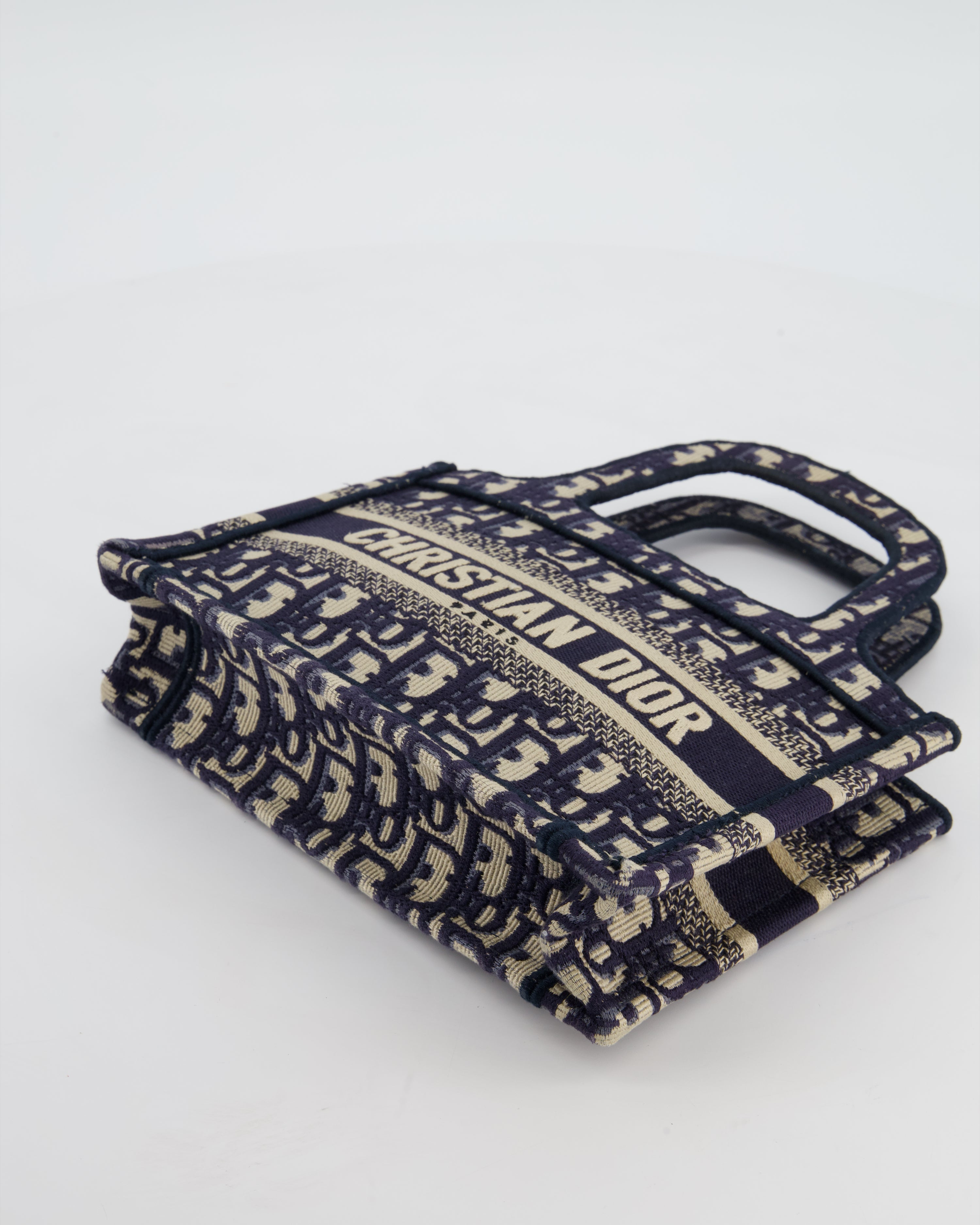 Christian Dior Mini Book Tote in Blue Oblique Embroidery