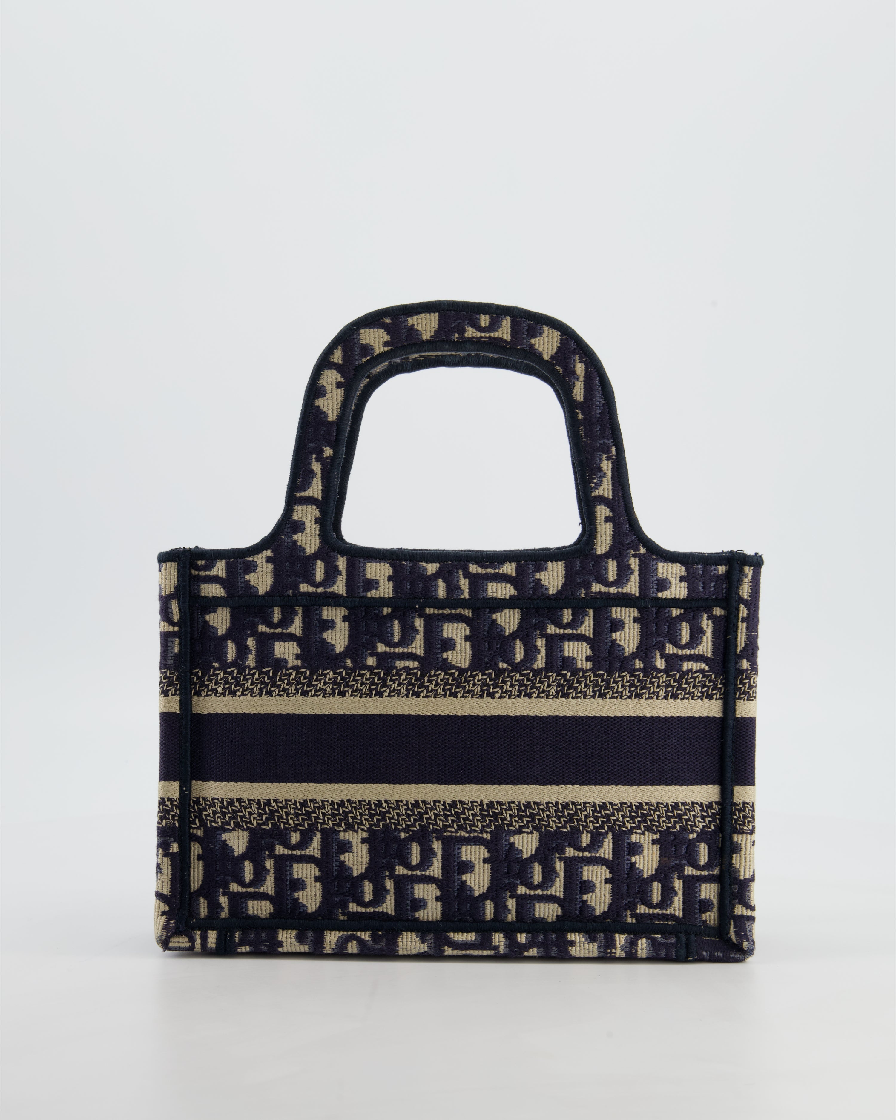 Christian Dior Mini Book Tote in Blue Oblique Embroidery